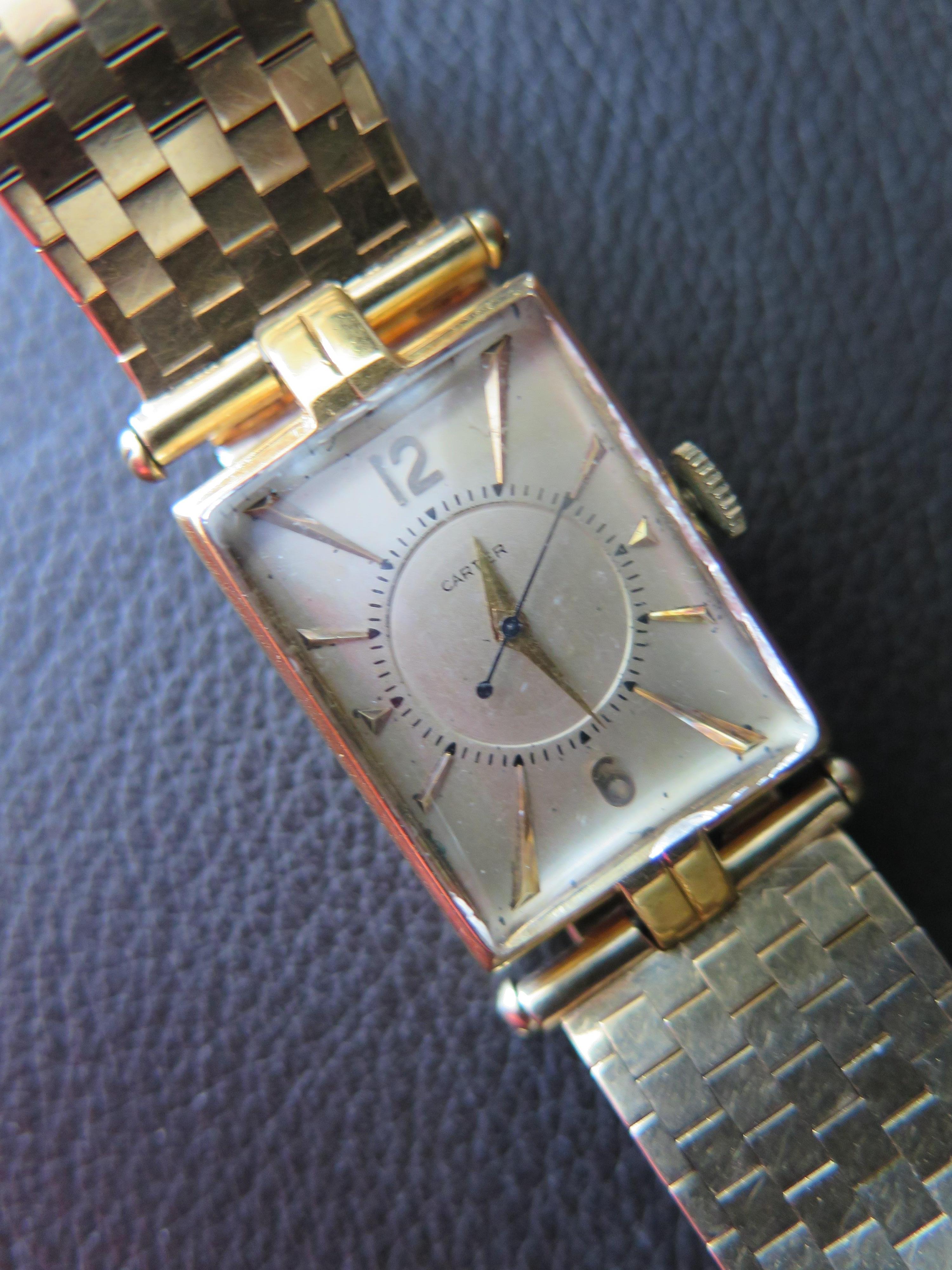 Cartier Tank degli anni '40 con bracciale d'oro in vendita 1