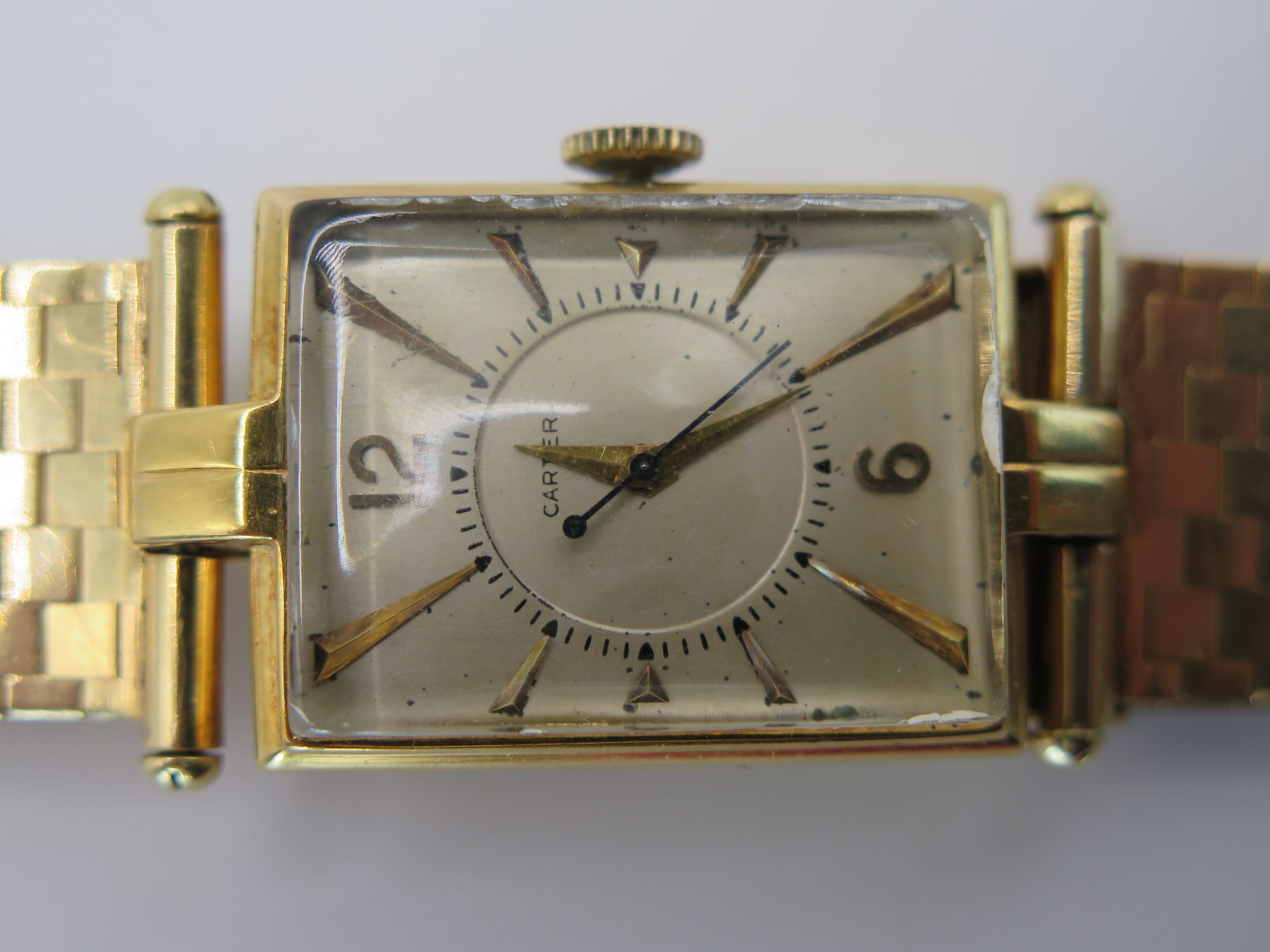 Cartier Tank degli anni '40 con bracciale d'oro in vendita 4