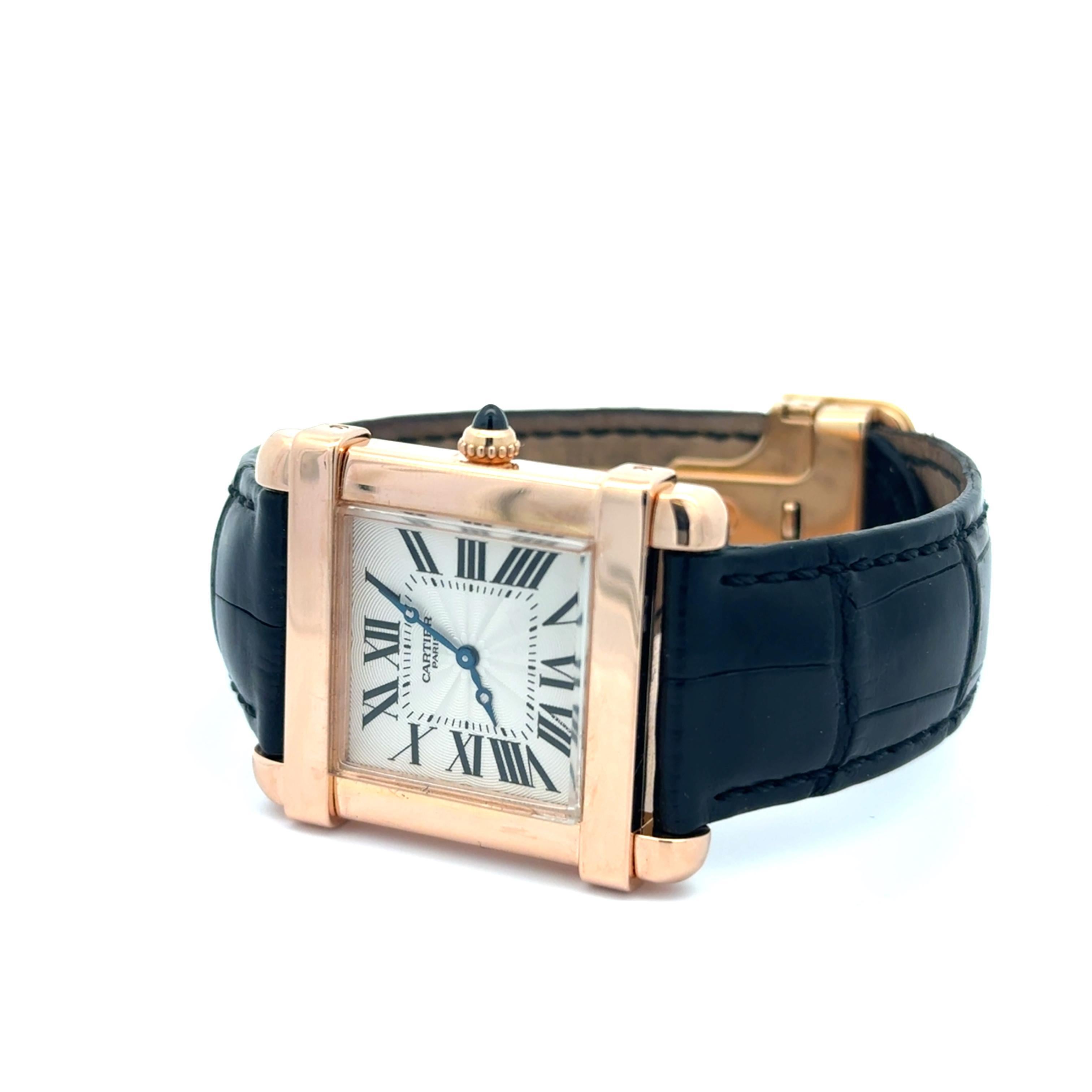 Cartier Tank Chinoise 2684G Orologio da polso in oro rosa 18 carati con scatola in vendita 1