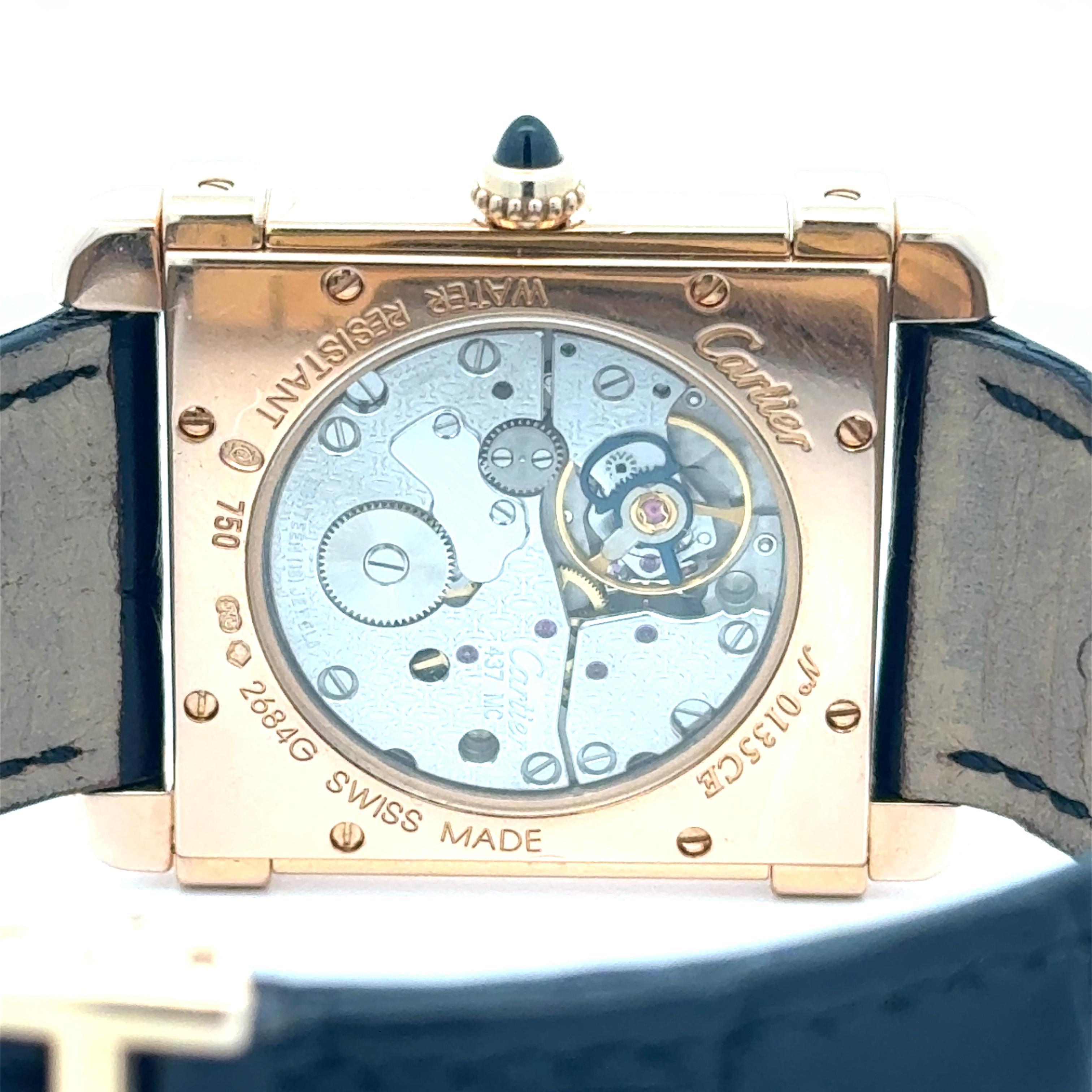 Cartier Tank Chinoise 2684G Orologio da polso in oro rosa 18 carati con scatola in vendita 2