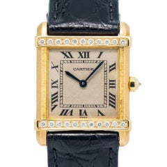 Cartier Tank Chinoise 8105 18K Yellow Gold Diamond Off-White Dial Quartz 22mm