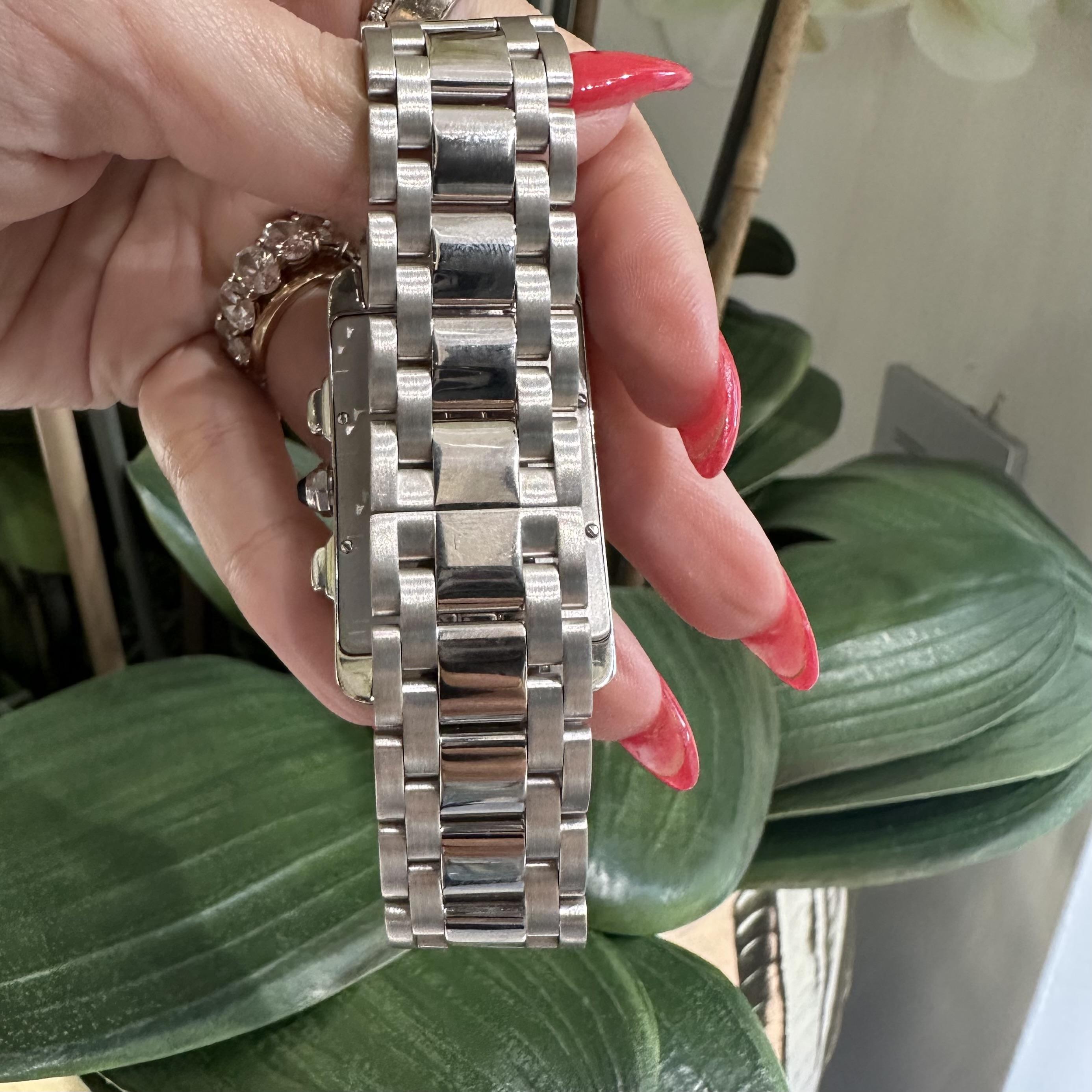Cartier Tank Chronoflex Ref. 2312 18k White Gold Watch In Good Condition For Sale In Miami, FL