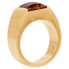 Used Cartier Tank Citrine 18k Yellow Gold Ring Size 49