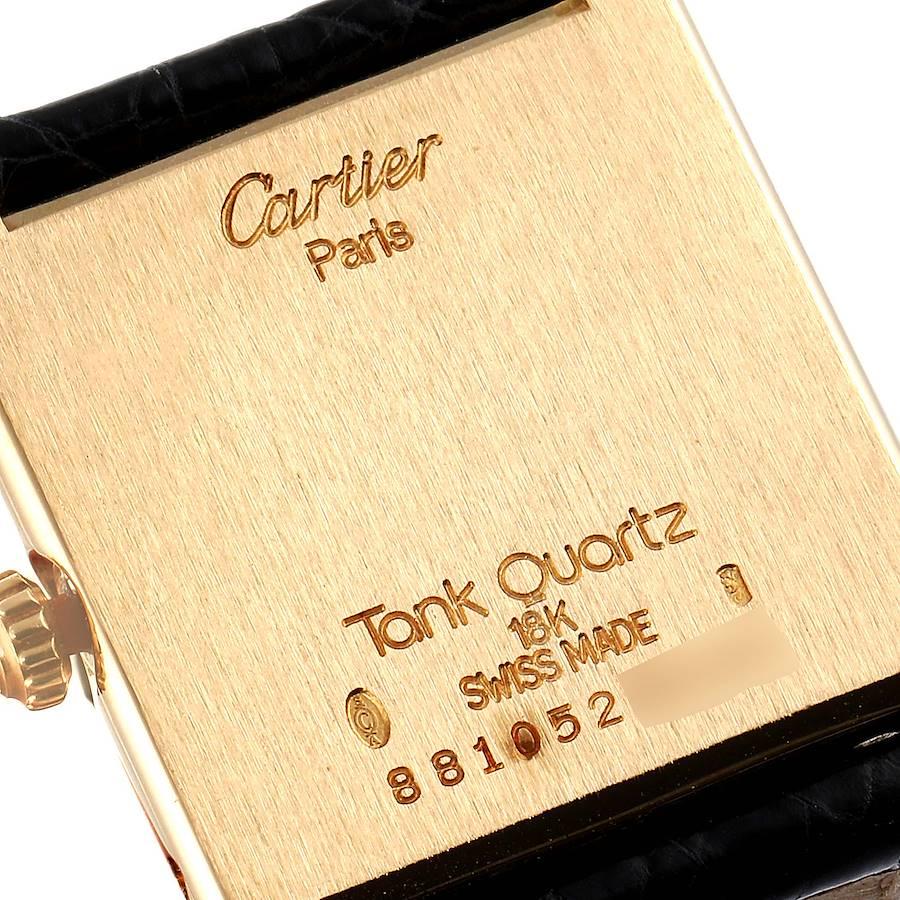 Cartier Tank Classic Paris 18k Yellow Gold Black Strap Unisex Watch In Excellent Condition In Atlanta, GA