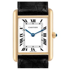 Cartier Tank Classic Paris 18k Yellow Gold Black Strap Unisex Watch