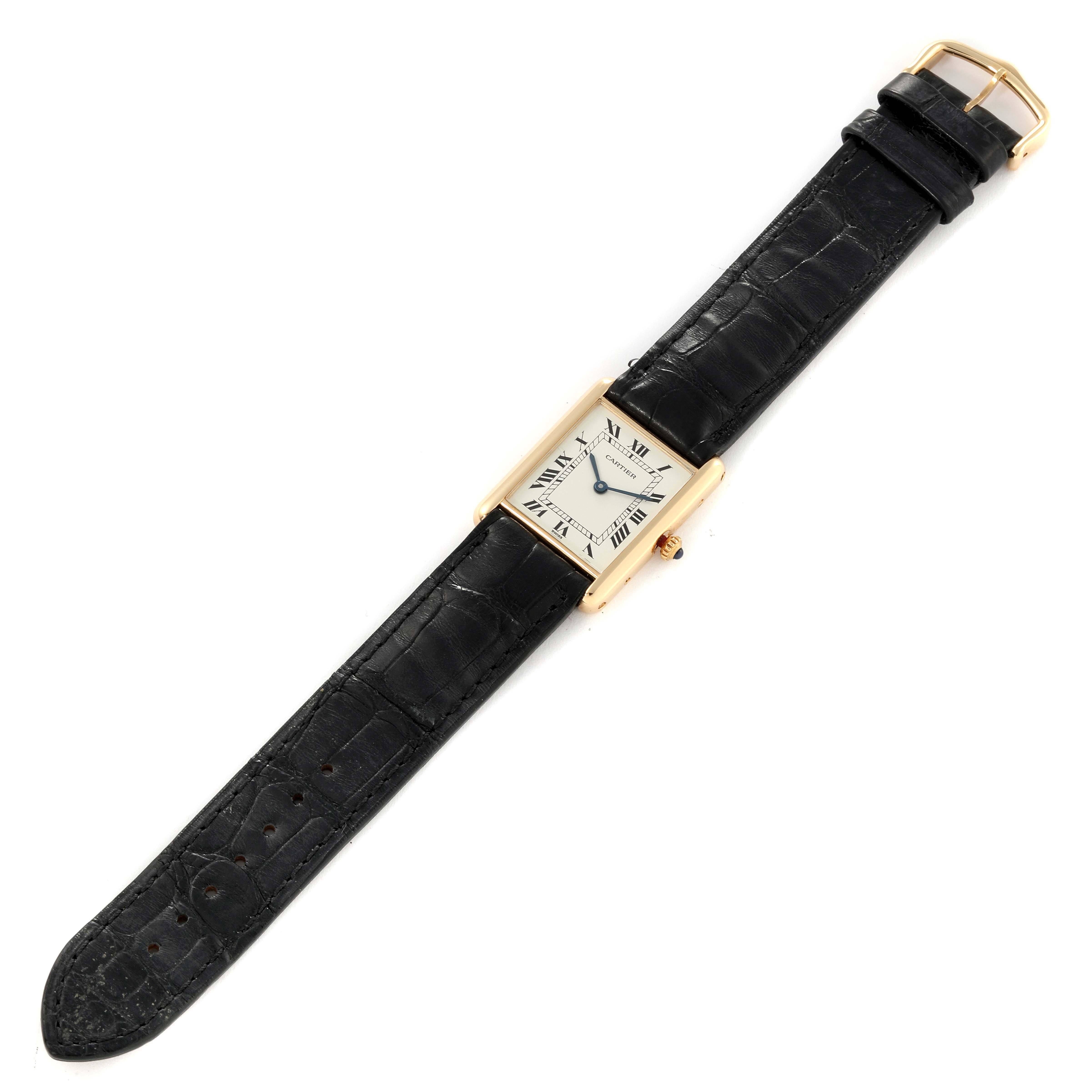 Cartier Tank Classic Paris Orologio da donna in oro giallo con cinturino nero 1