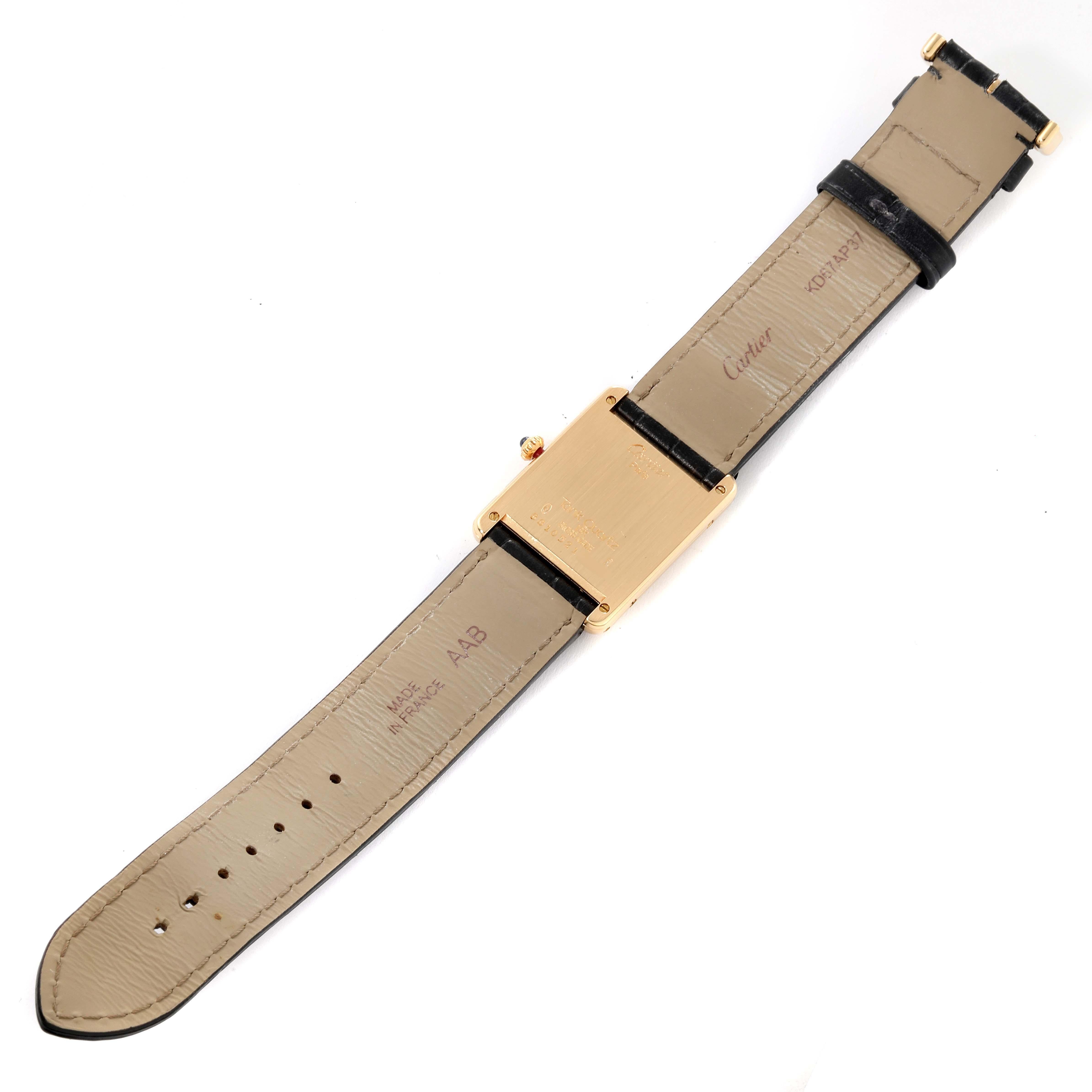 Cartier Tank Classic Paris Orologio da donna in oro giallo con cinturino nero 2