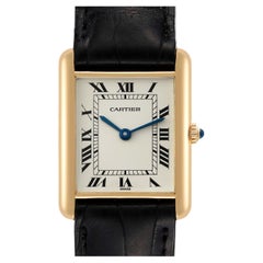 Cartier Tank Classic Paris Yellow Gold Black Strap Ladies Watch