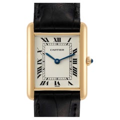 Montre Femme Cartier Tank Classic Paris Or Jaune Bracelet Noir
