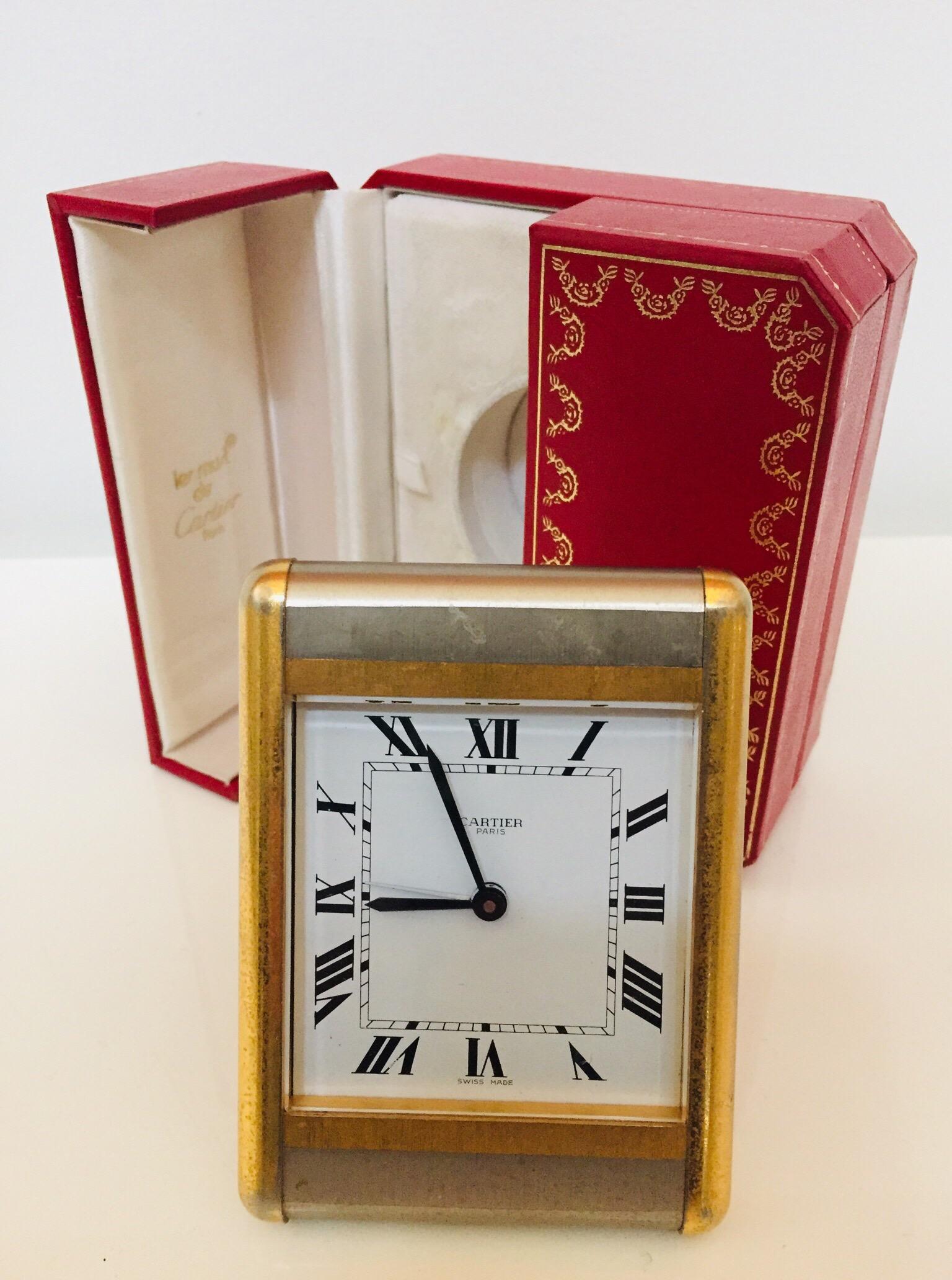 Cartier Tank Desk Clock Two-Tone Gold 