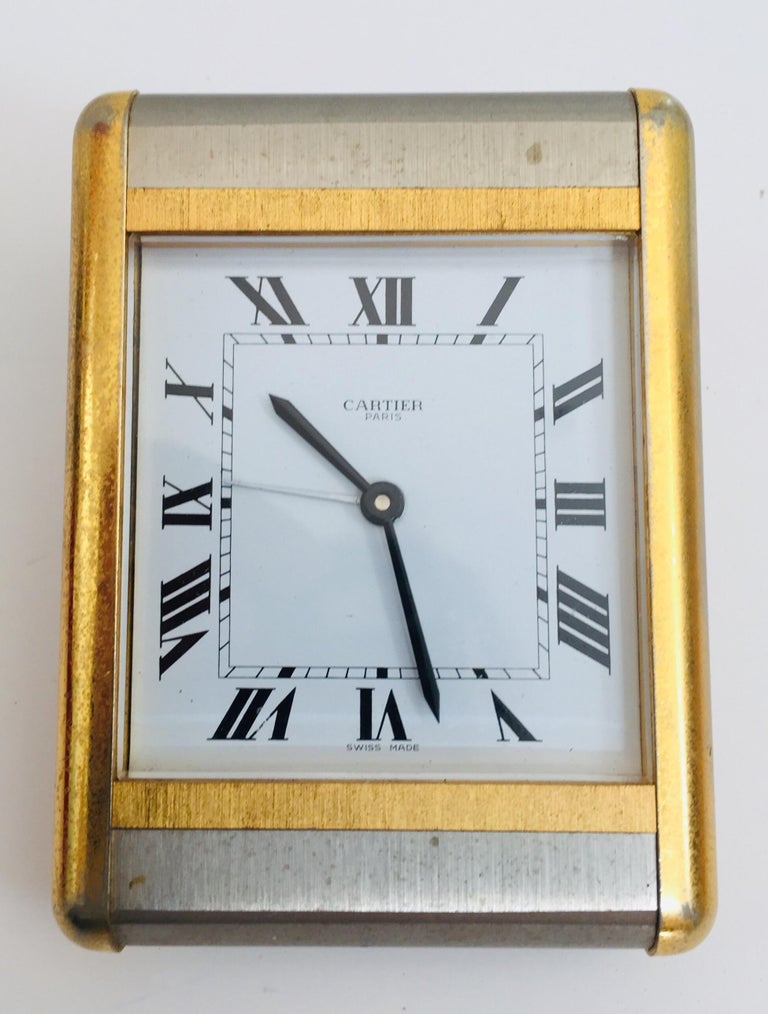 Cartier Tank Desk Clock TwoTone Gold and Steel at 1stDibs