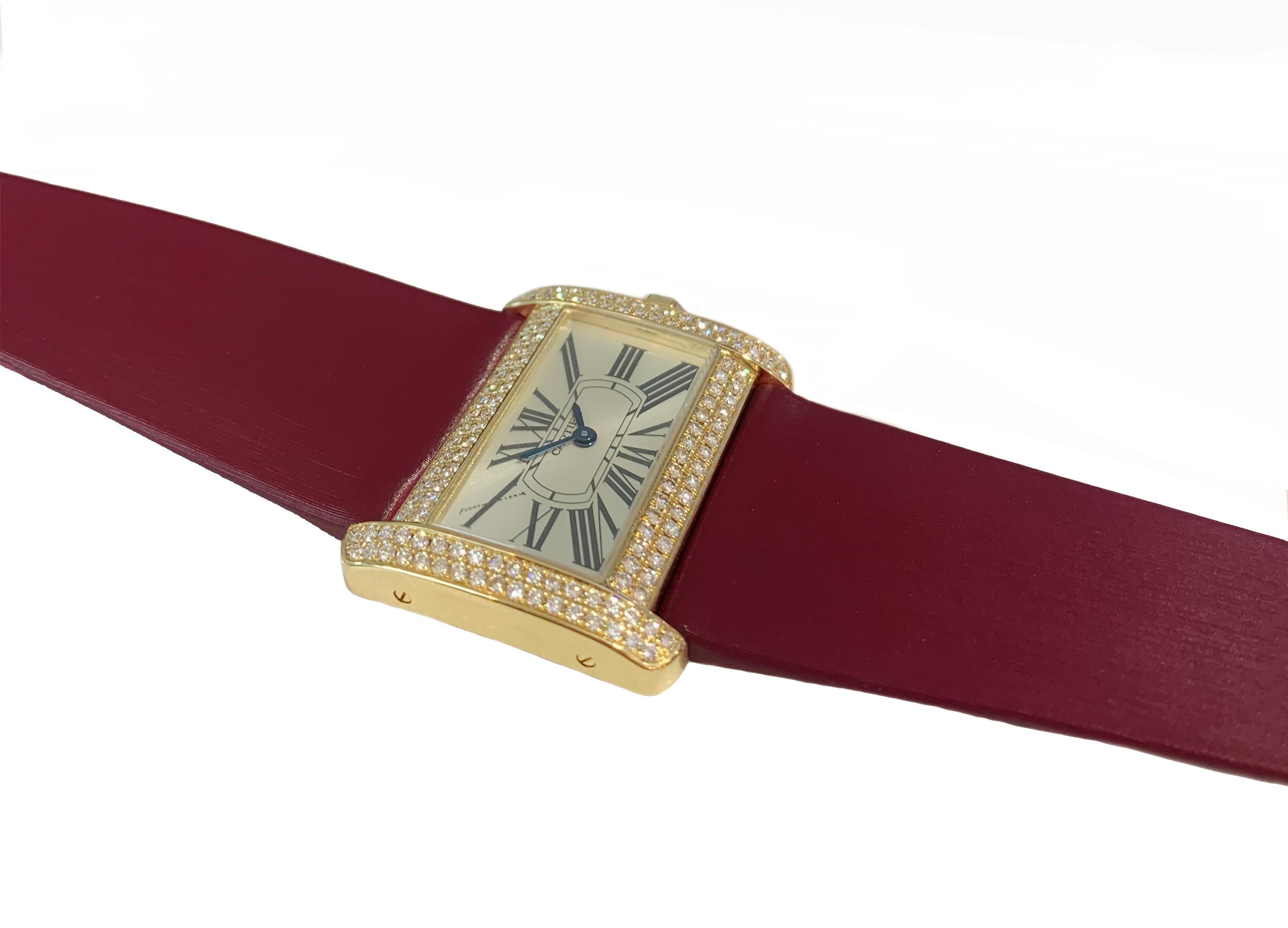 Cartier Tank Divan Montre en or jaune 18 carats 2601 Pour femmes en vente