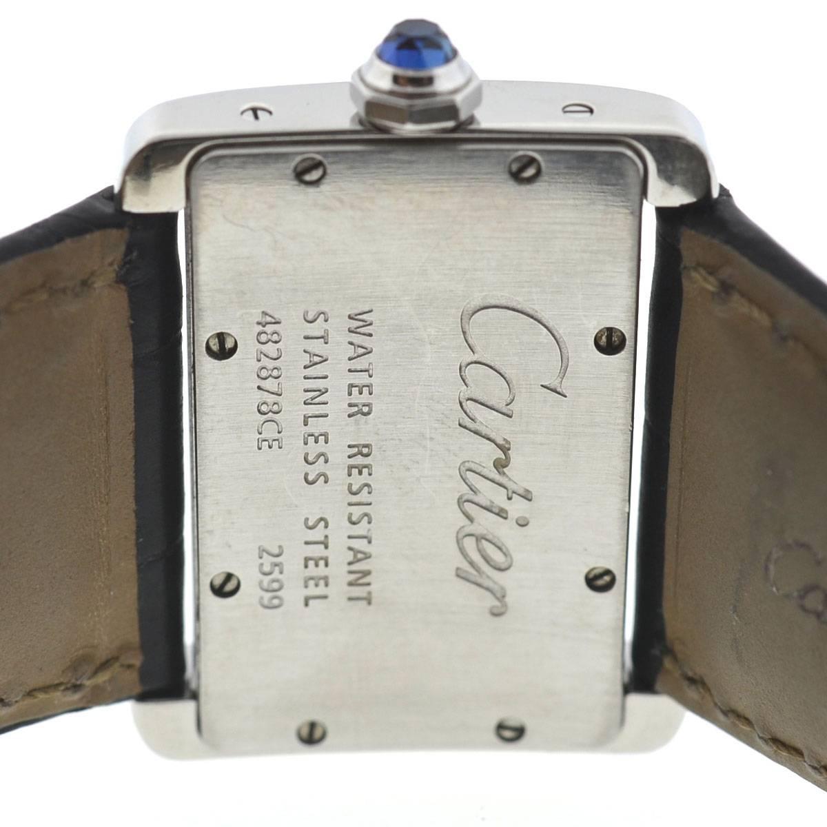 Cartier Tank Divan 2599 Stainless Steel Leather Strap Ladies Watch 3