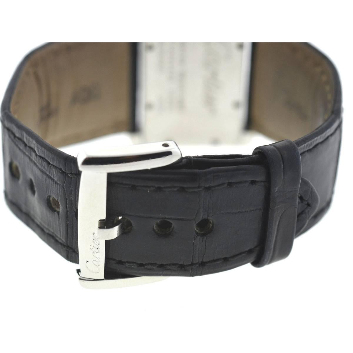 Cartier Tank Divan 2599 Stainless Steel Leather Strap Ladies Watch 4