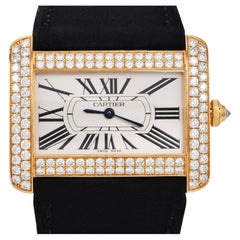 Cartier Tank Divan 2602 Montre en or jaune 18 carats sertie de diamants