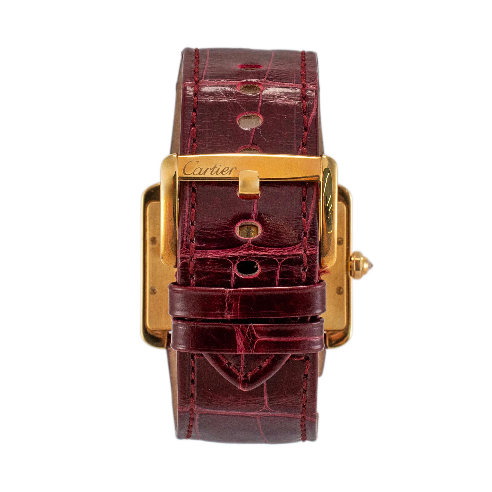 Orologio Cartier Tank Divan 38MM 2602 in oro giallo 18 carati con lunetta di diamanti In condizioni ottime in vendita a Houston, TX