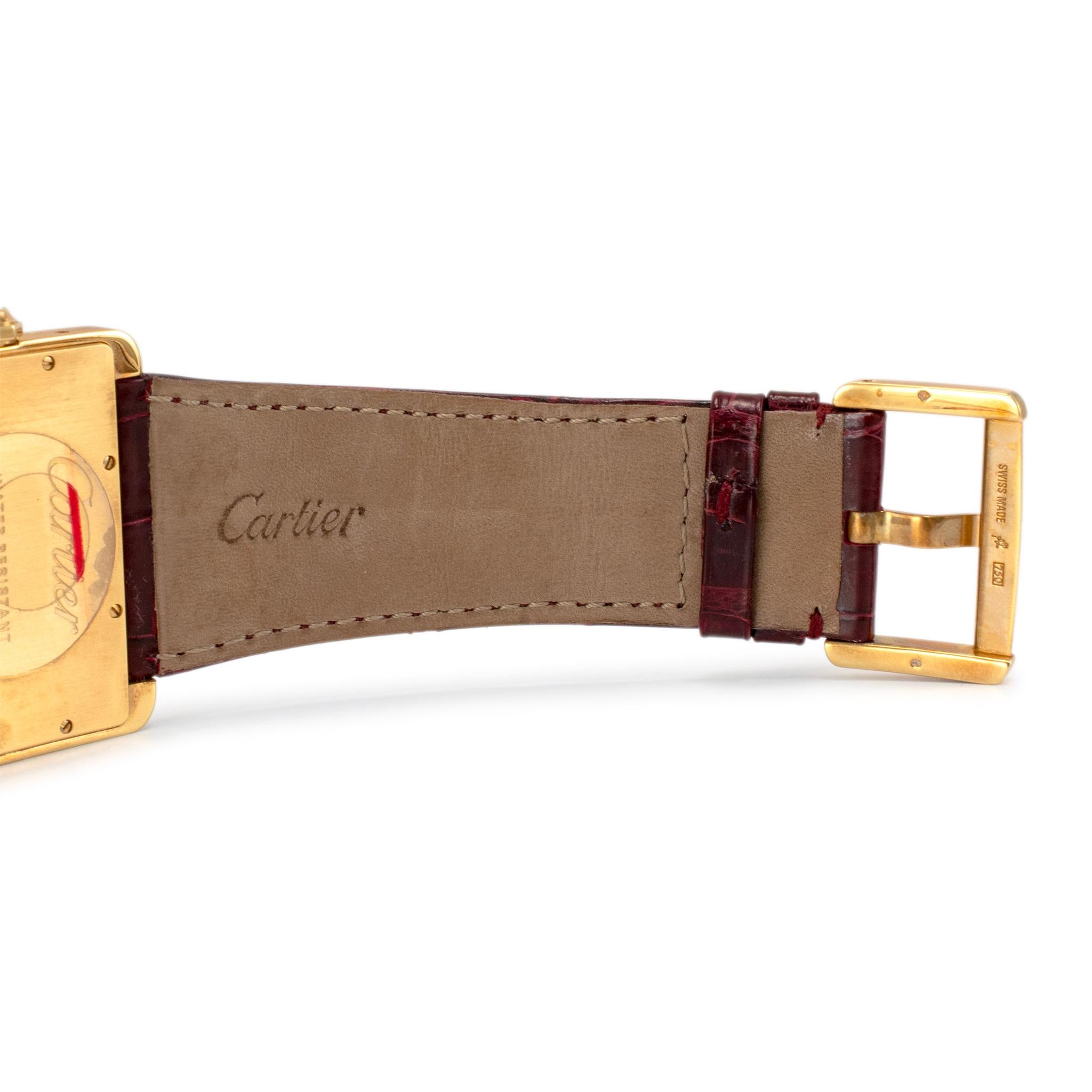 Orologio Cartier Tank Divan 38MM 2602 in oro giallo 18 carati con lunetta di diamanti in vendita 2
