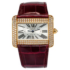 Cartier Tank Divan 38MM 2602 18K Yellow Gold Diamond Bezel Watch