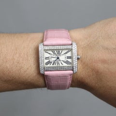 Cartier Tank Divan Diamond Pave Stainless Steel Automatic Watch