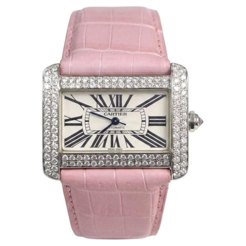 Cartier Tank Divan Diamond Pave Stainless Steel Automatic Watch