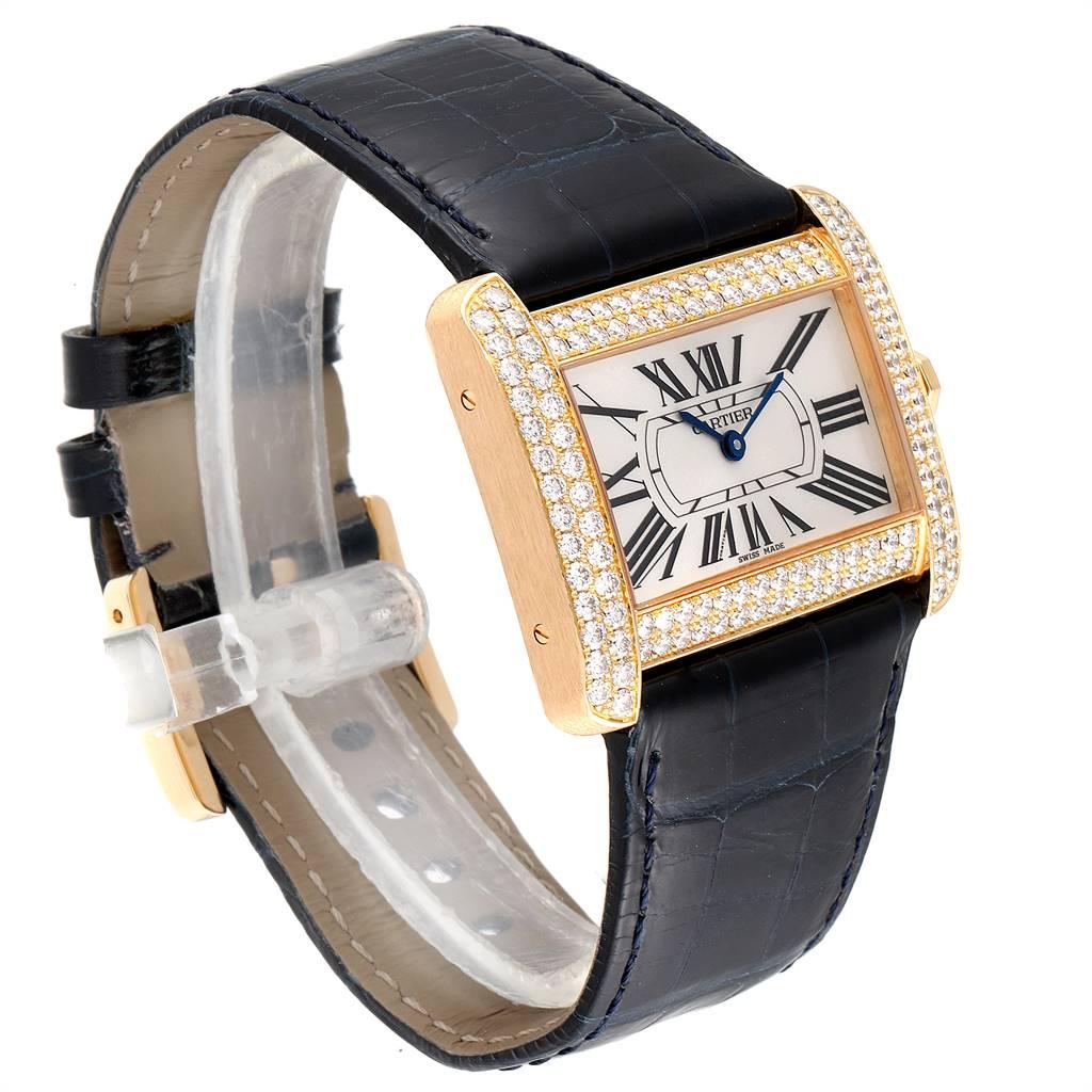 Cartier Tank Divan Large 18 Karat Yellow Gold Diamond Ladies Watch In Excellent Condition In Atlanta, GA