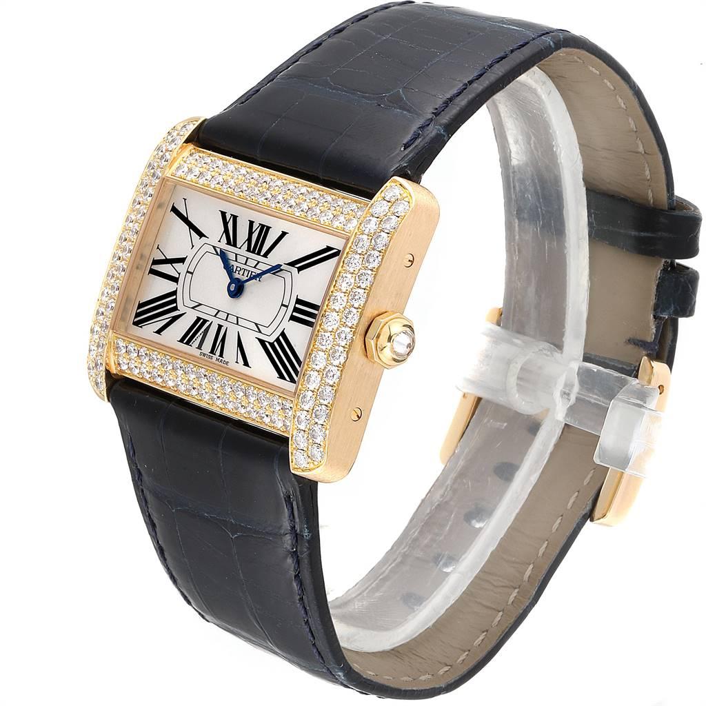 Women's Cartier Tank Divan Large 18 Karat Yellow Gold Diamond Ladies Watch