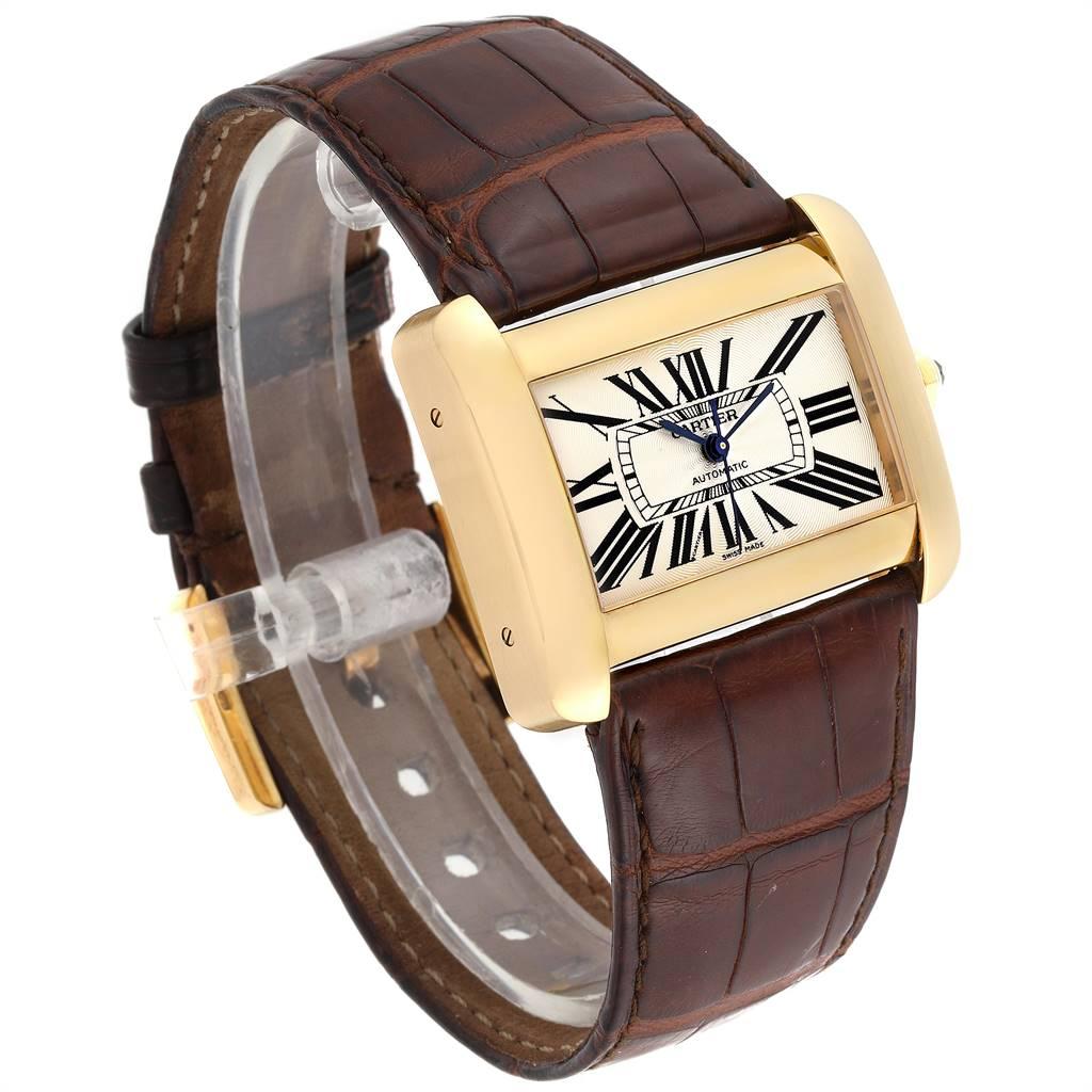 Cartier Tank Divan Large Yellow Gold Ladies Watch W6300856 Box Papers In Excellent Condition In Atlanta, GA