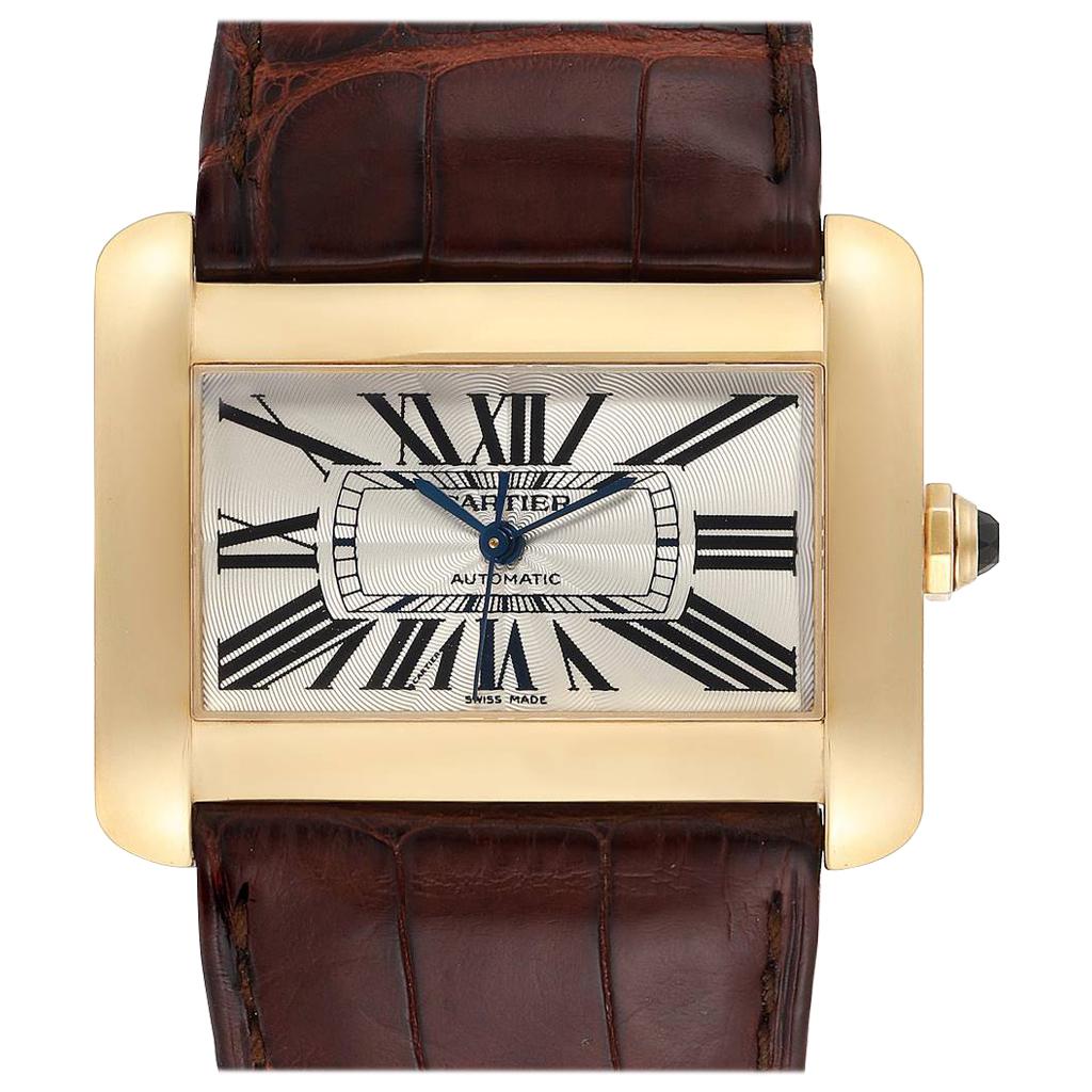 Cartier Tank Divan Large Yellow Gold Ladies Watch W6300856 Box Papers