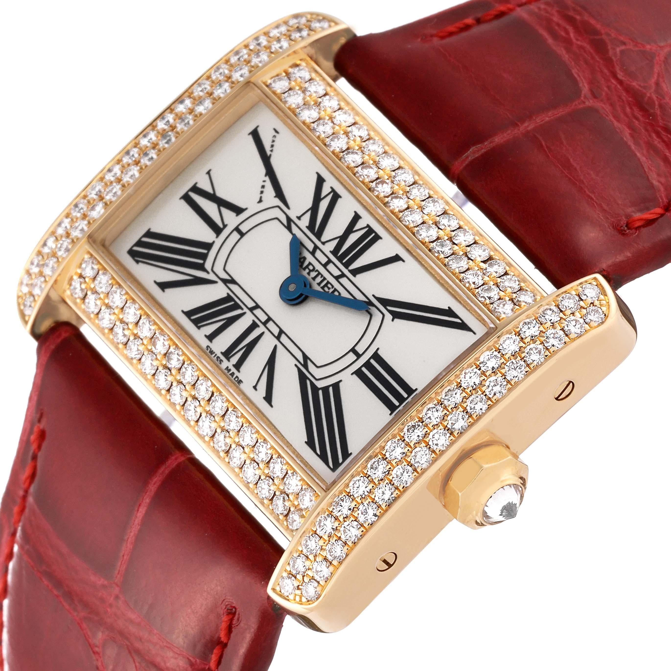 Cartier Tank Divan Mini Yellow Gold Diamond Ladies Watch WA301071 In Excellent Condition For Sale In Atlanta, GA