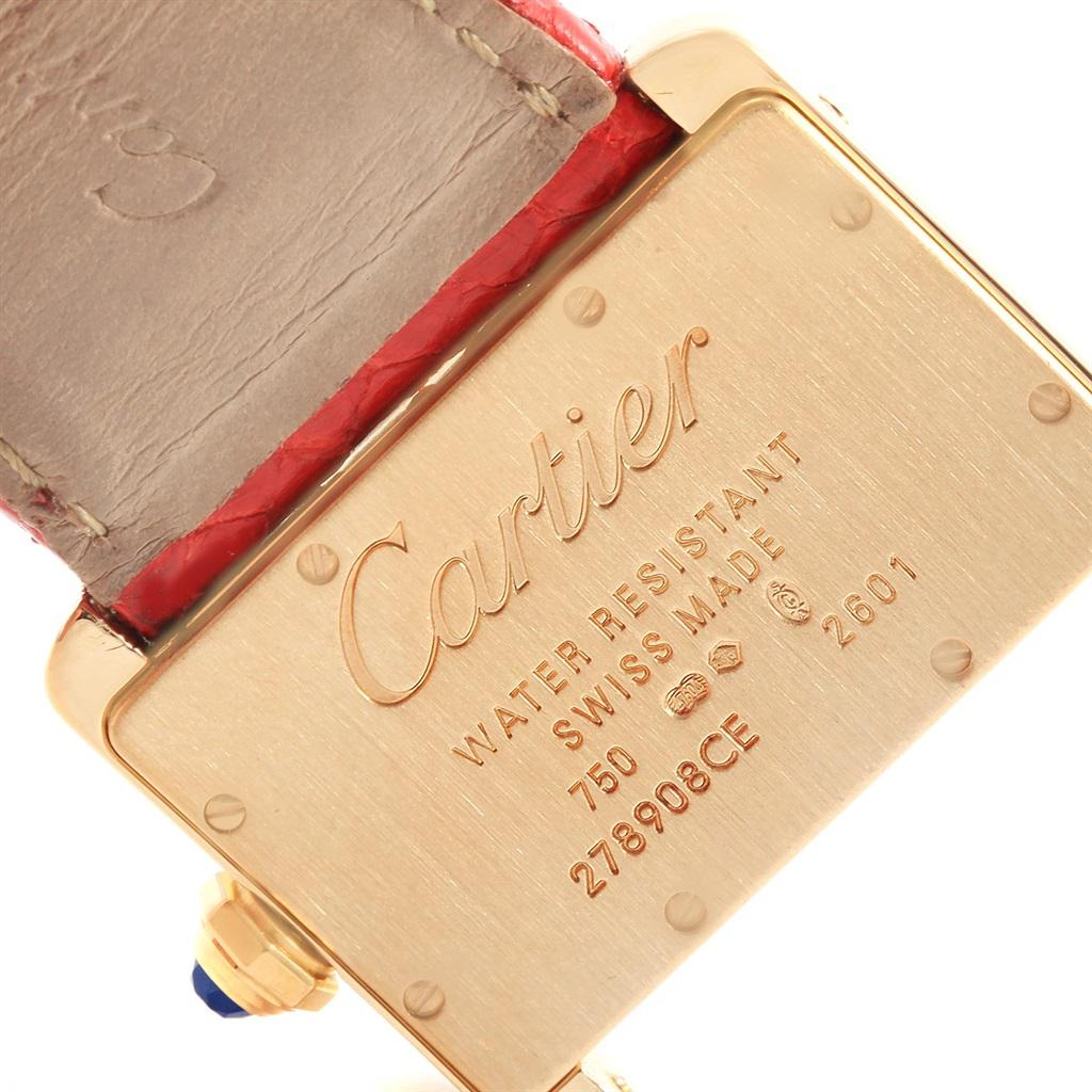 Cartier Tank Divan Mini Yellow Gold Red Strap Ladies Watch W6300356 4