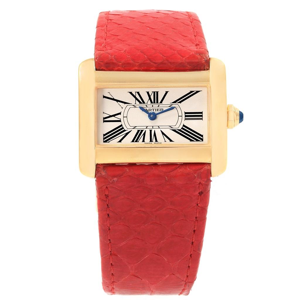 cartier watch with red leather strap