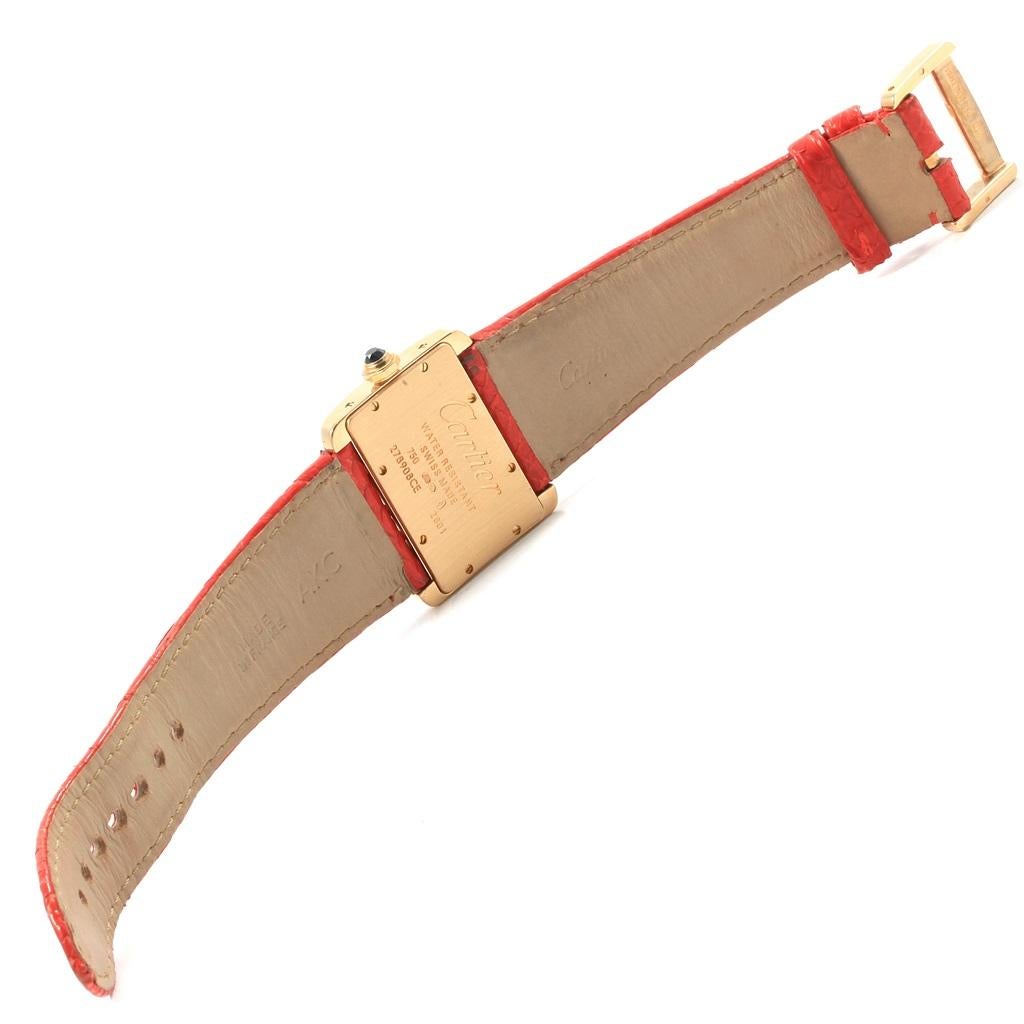 Women's Cartier Tank Divan Mini Yellow Gold Red Strap Ladies Watch W6300356