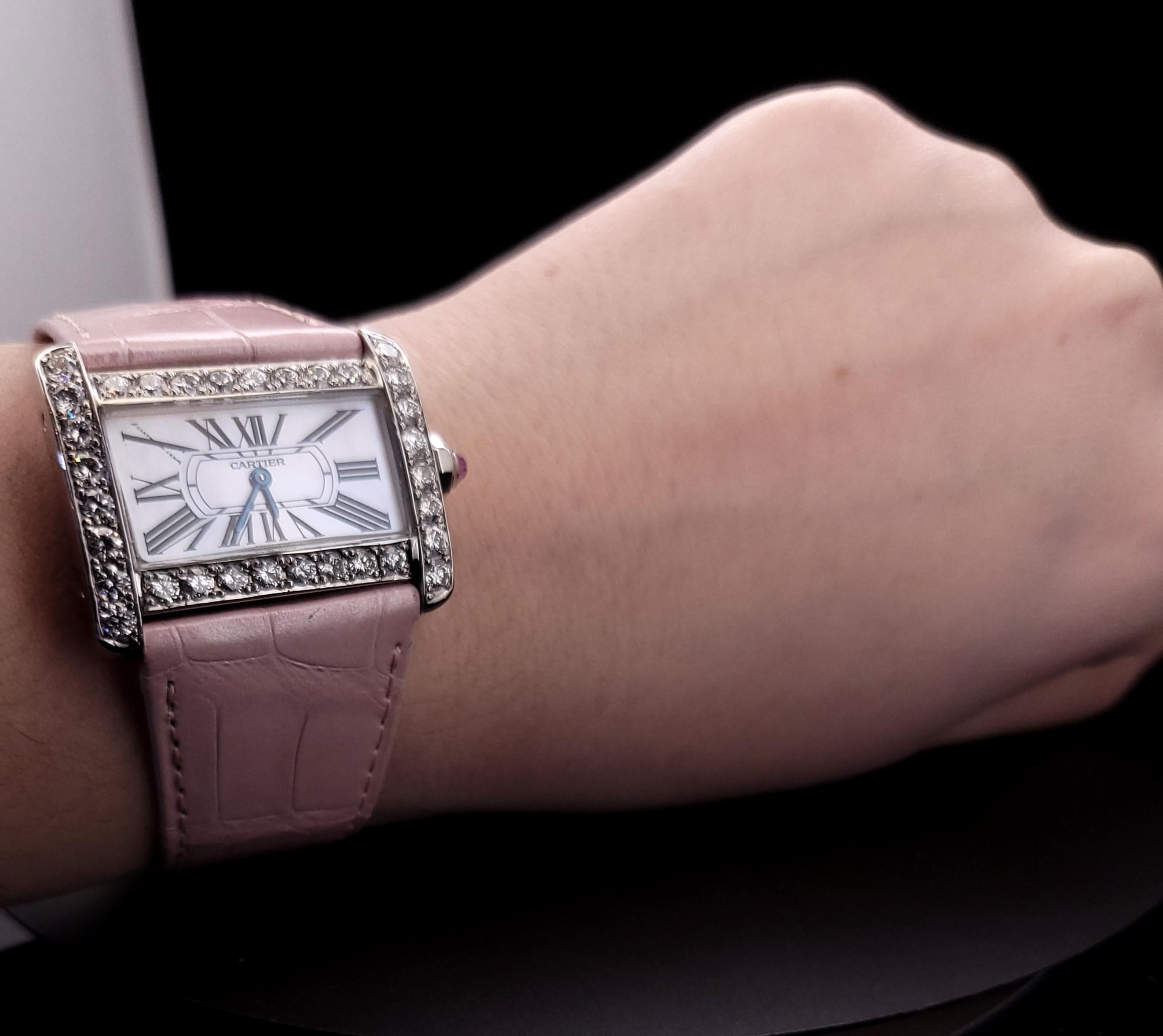 Cartier Tank Divan MOP Dial Diamond Bezel Watch 2599 For Sale 5