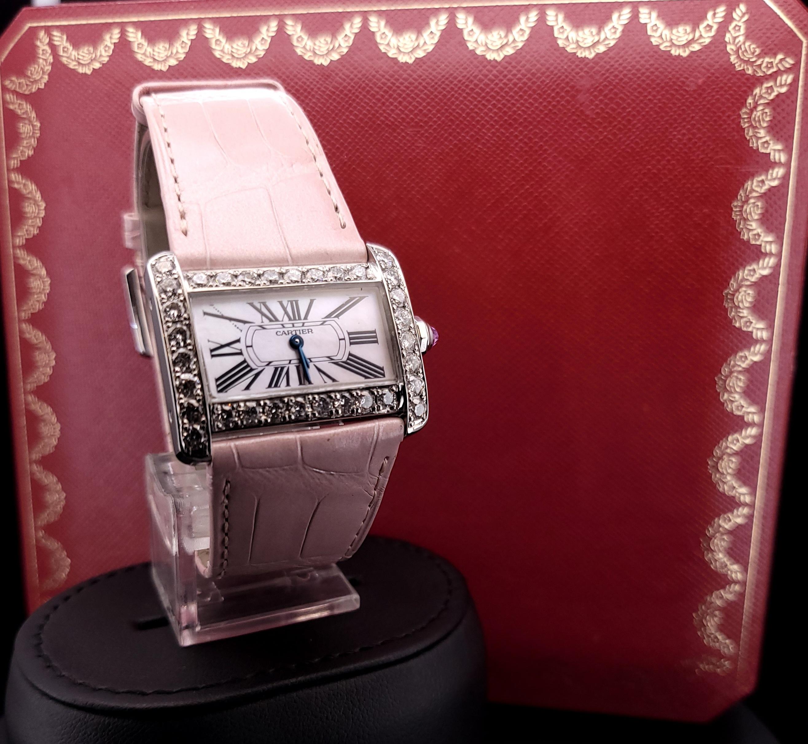 Cartier Tank Divan MOP Dial Diamond Bezel Watch 2599 For Sale 3