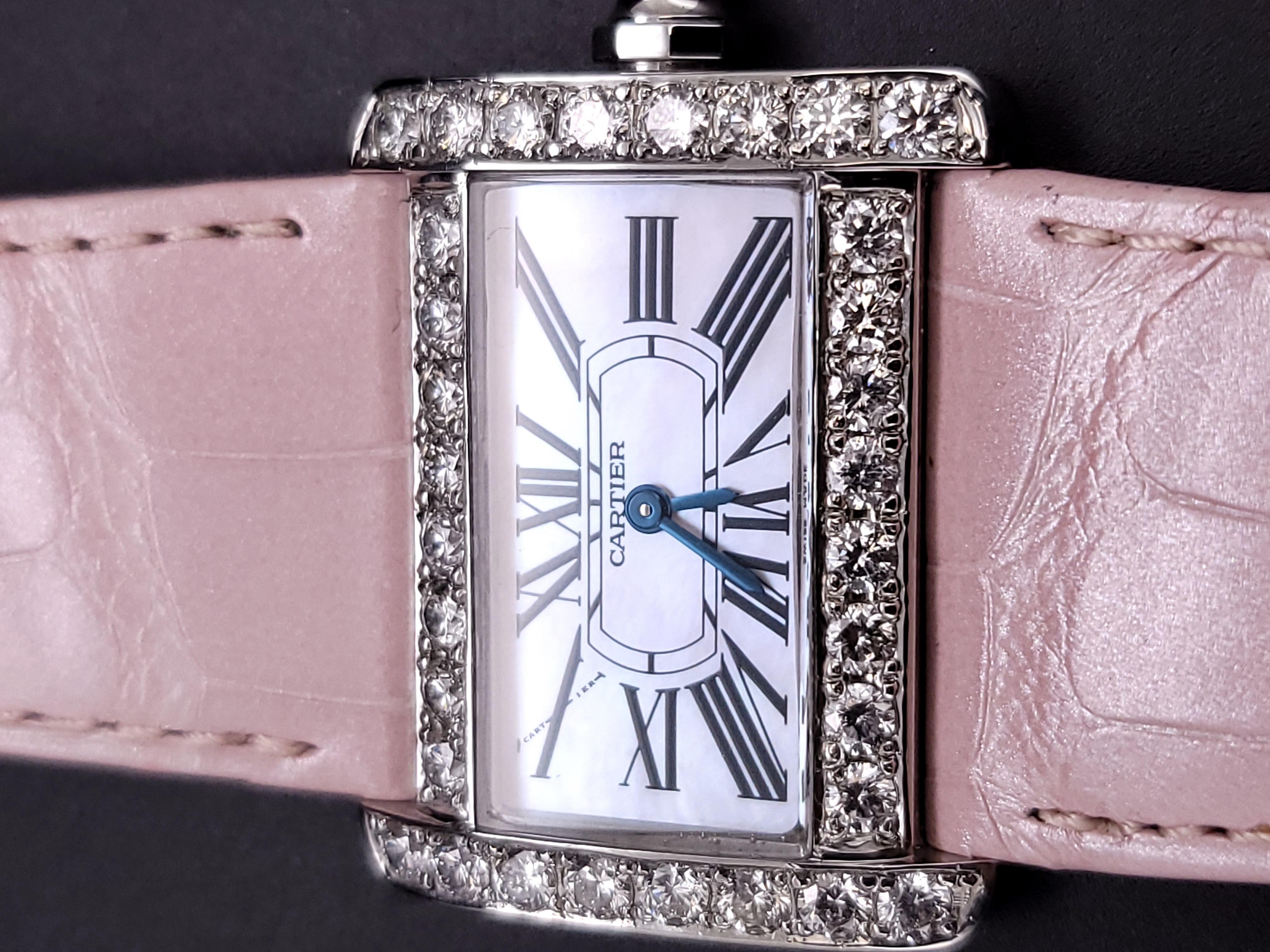 Cartier Tank Divan MOP Dial Diamond Bezel Watch 2599 For Sale 4
