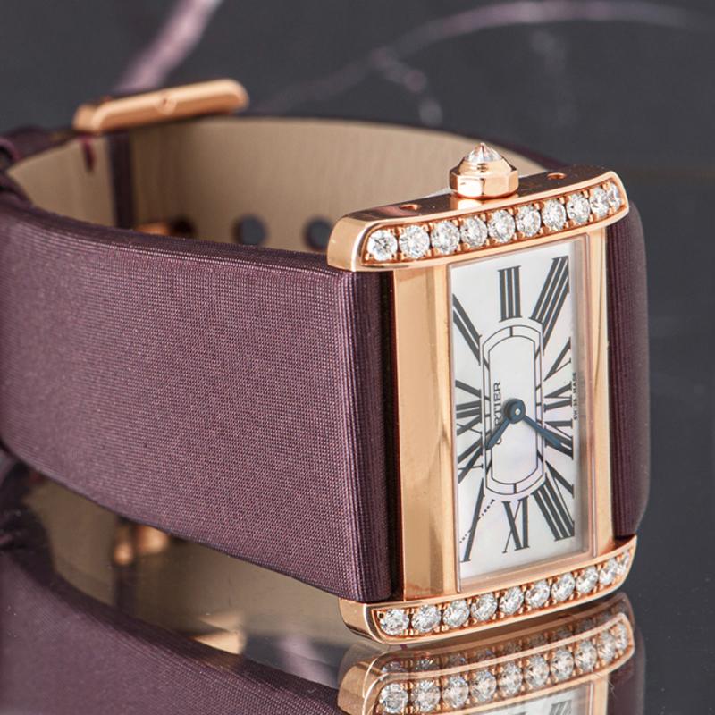 Cartier Tank Divan NOS Rose Gold Diamond Set For Sale 1