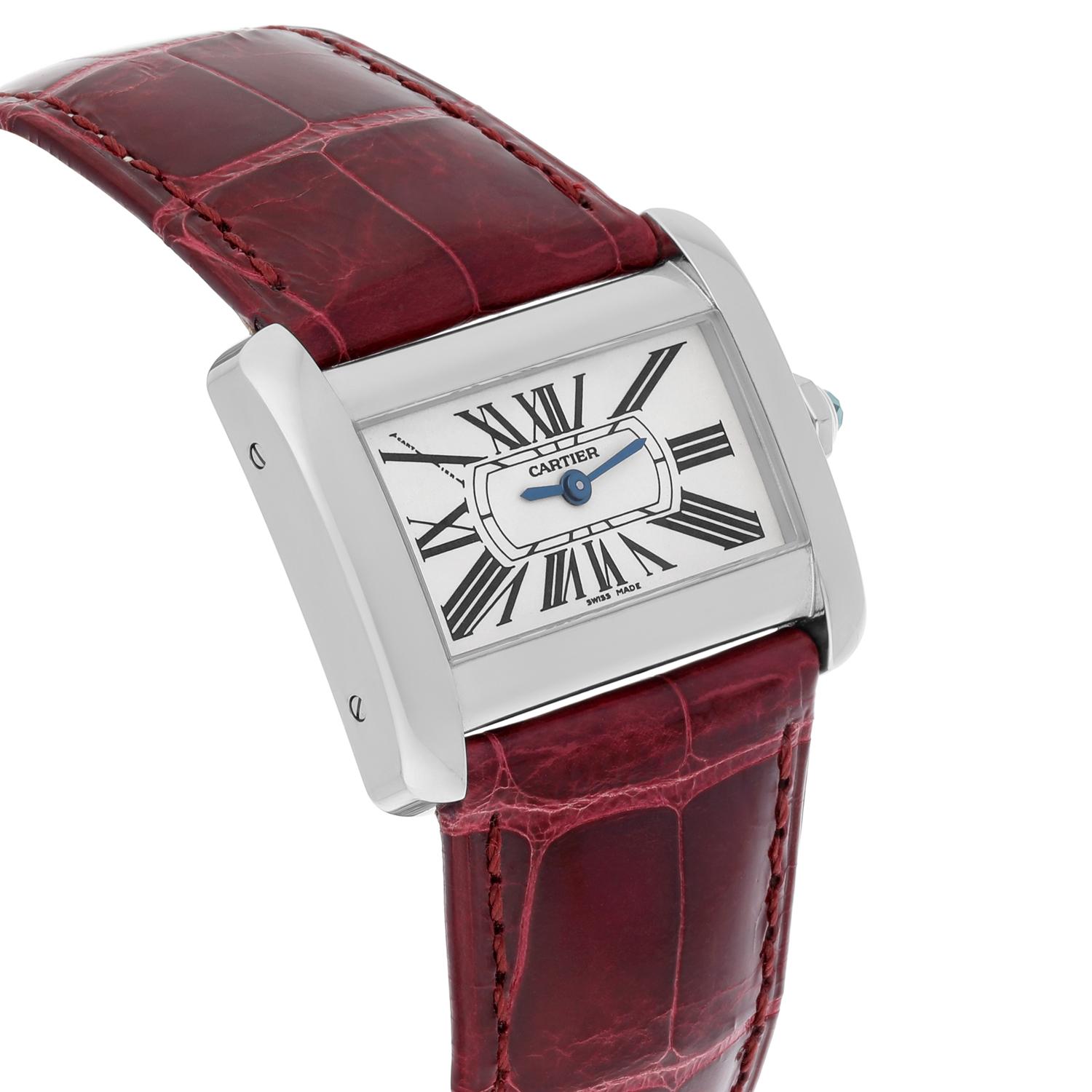 Cartier Tank Divan Edelstahl 32mm rot Armband Damenuhr Ref # 2599 1