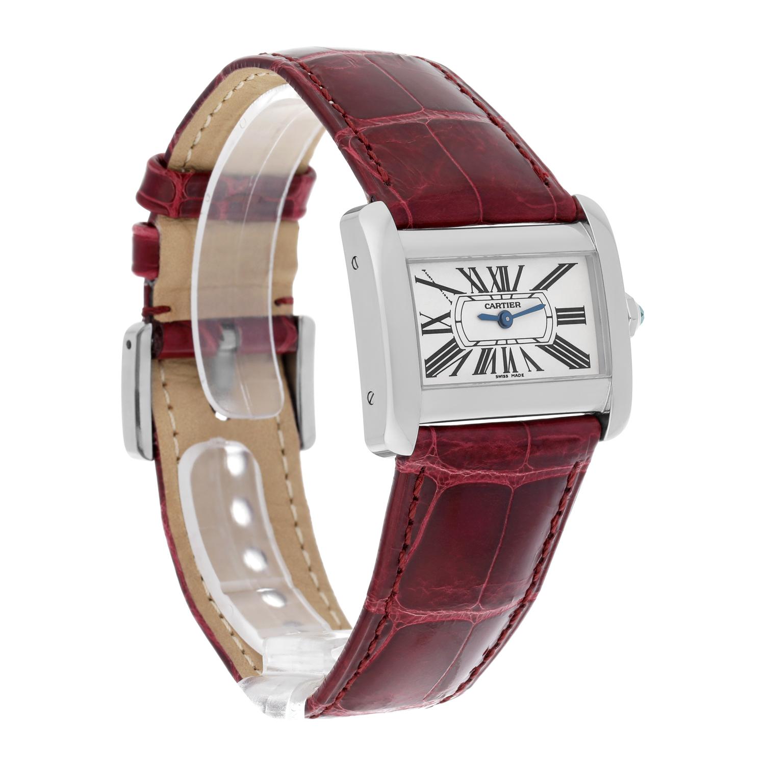 Cartier Tank Divan Edelstahl 32mm rot Armband Damenuhr Ref # 2599 2