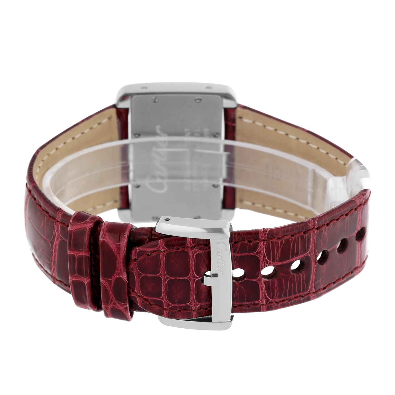 Cartier Tank Divan Edelstahl 32mm rot Armband Damenuhr Ref # 2599 4
