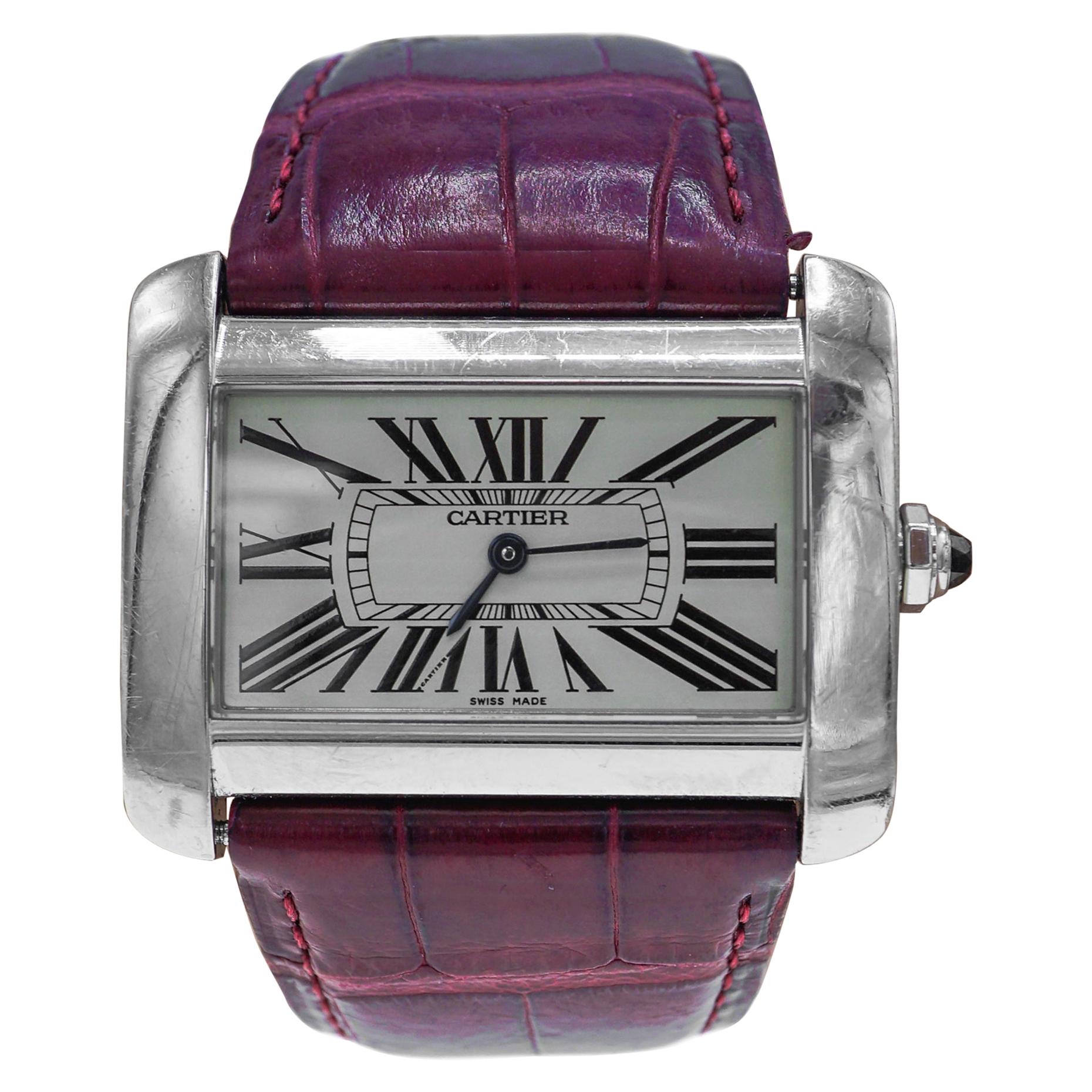 Cartier Tank Divan Stainless Steel Unisex Wristwatch