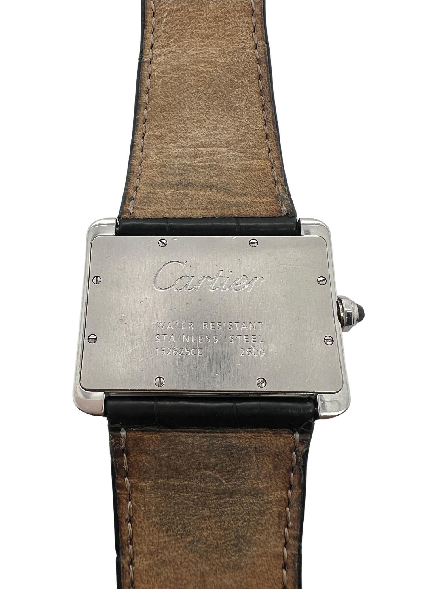 Cartier Tank Divan Stainless Steel Watch For Sale 1