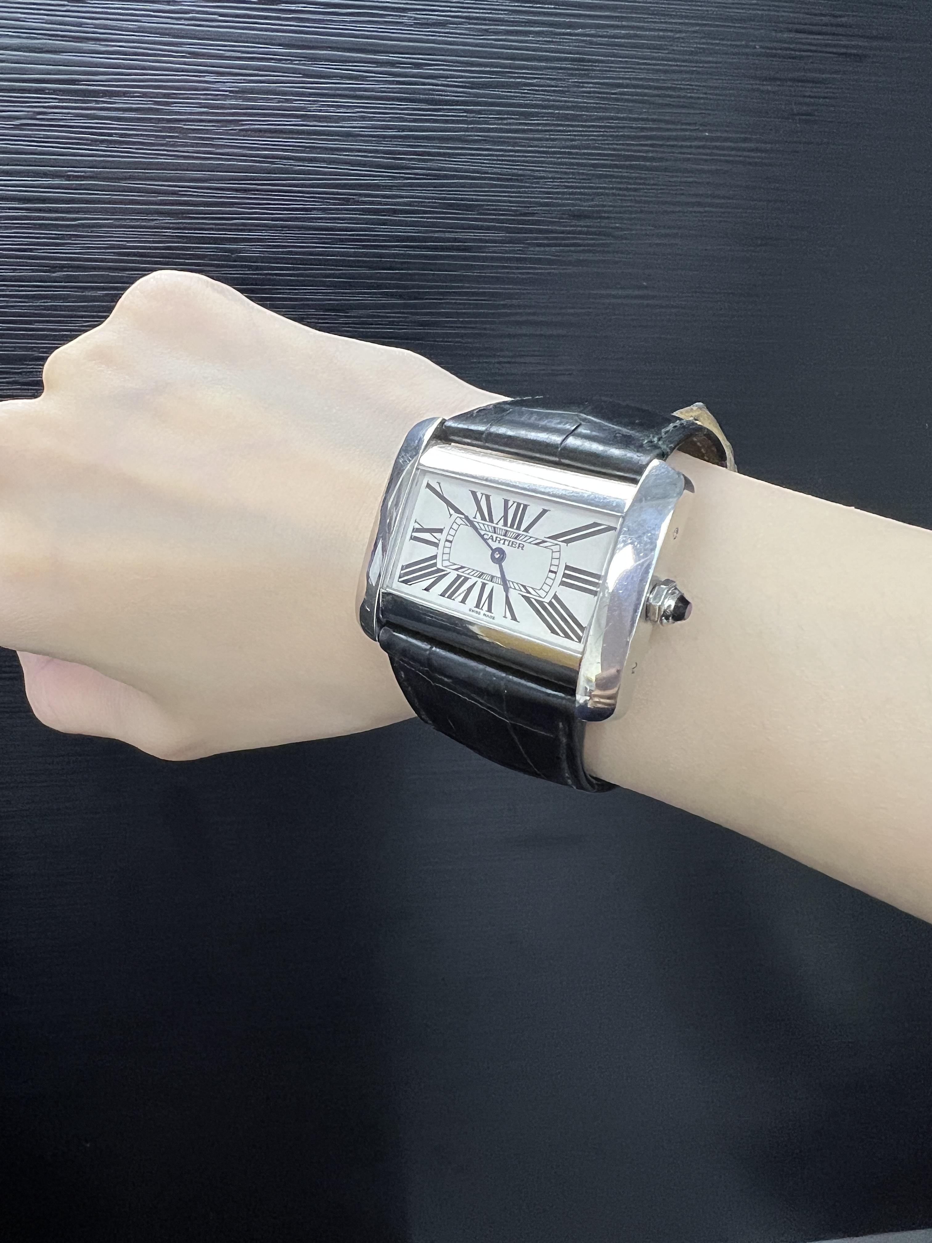 Cartier Tank Divan Stainless Steel Watch For Sale 2