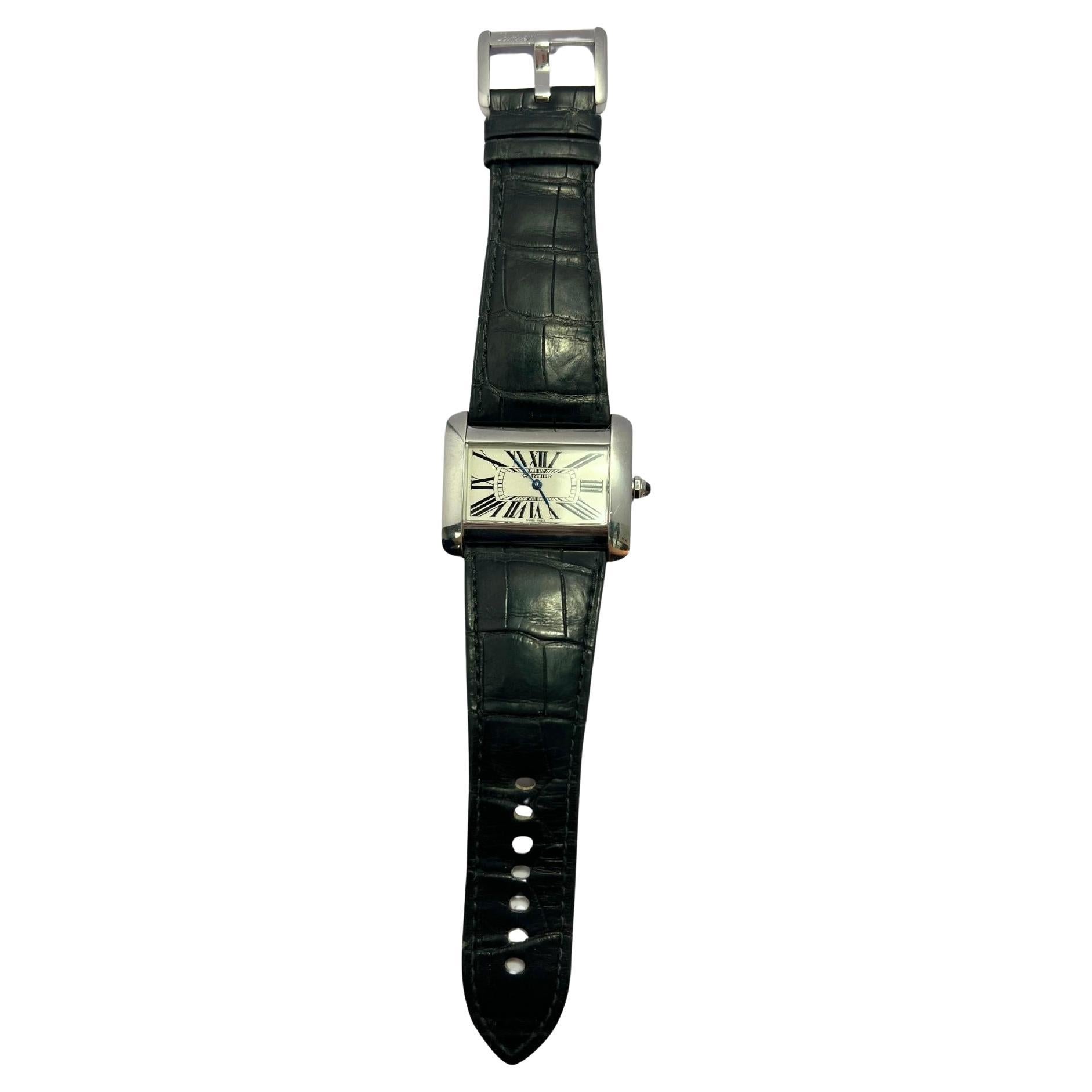 Cartier Tank Divan Stainless Steel Watch For Sale