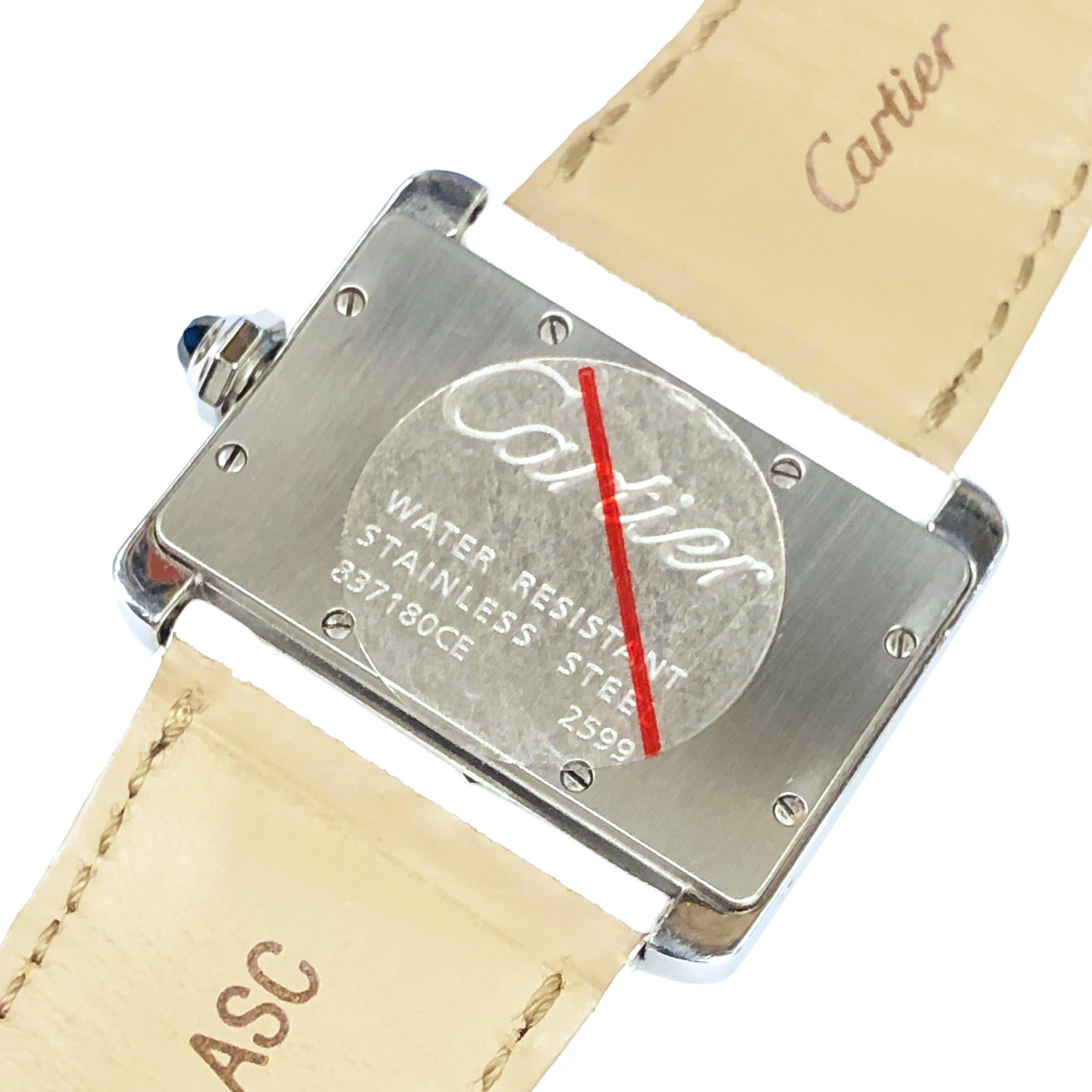 Cartier Tank Divan Steel and Diamond Set Quartz Wristwatch In Excellent Condition In Chicago, IL