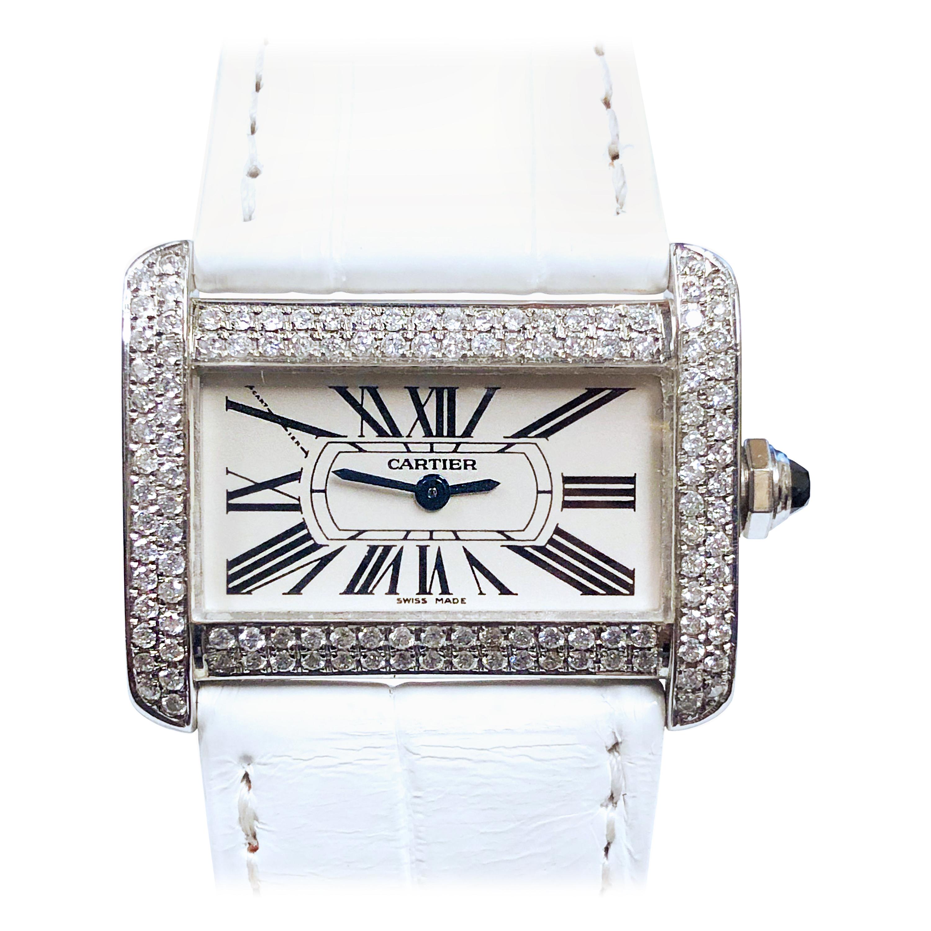 Cartier Tank Divan Steel and Diamond Set Quartz Wristwatch