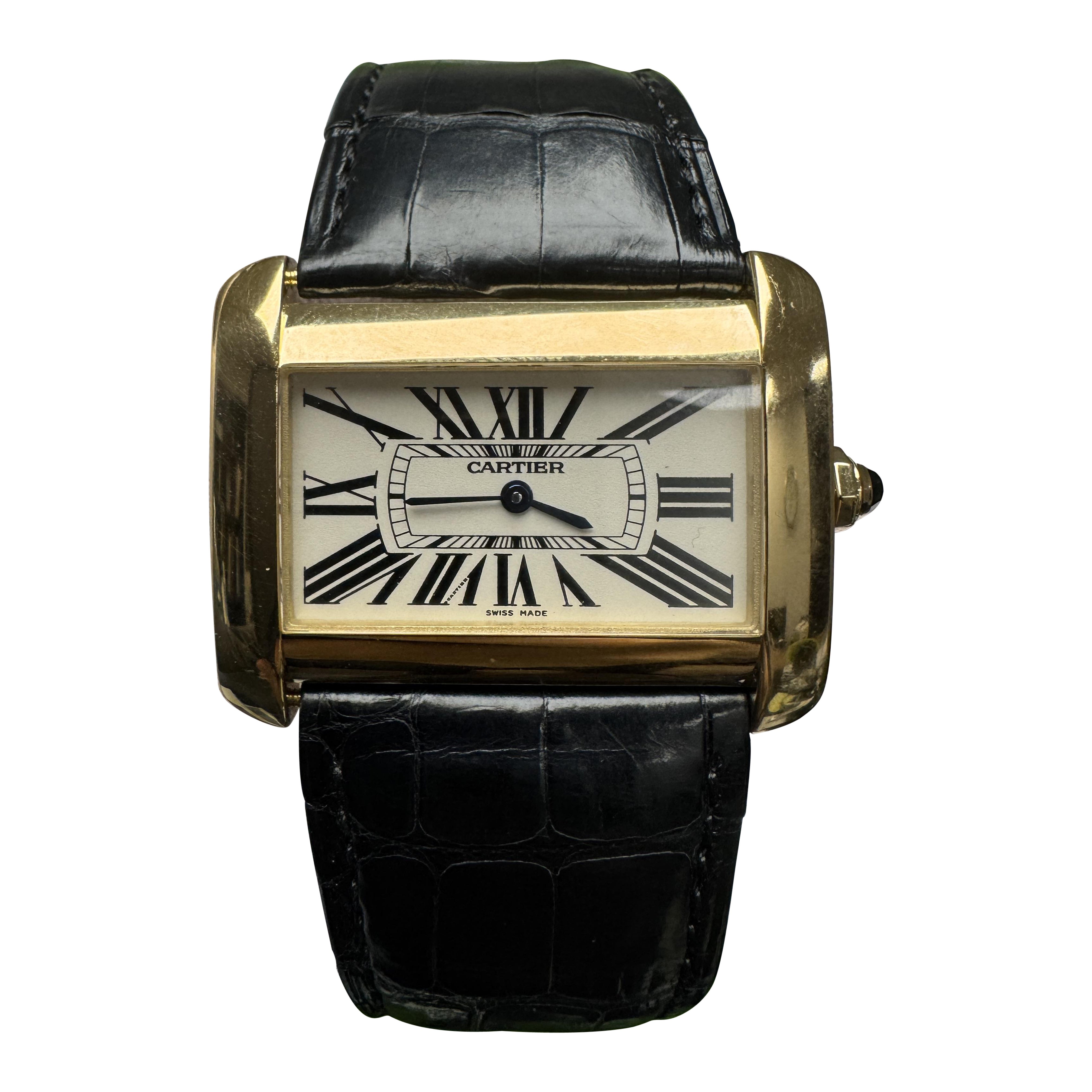Cartier Tank Divan W6300556 18k Yellow Gold Quartz Ladies Watch en venta