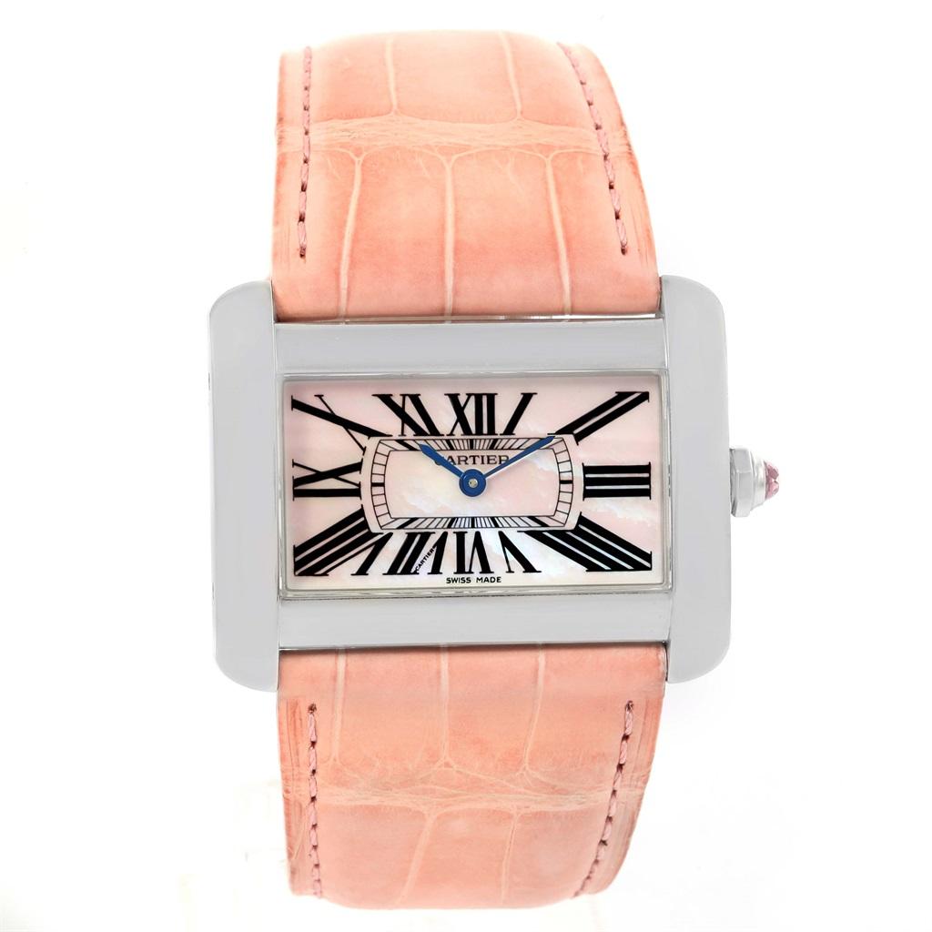 Women's Cartier Tank Divan XL Limited Edition MOP Dial Steel Watch W6301455 For Sale