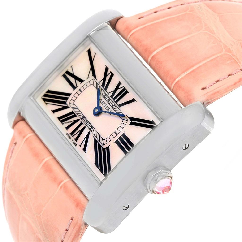 Cartier Tank Divan XL Limited Edition MOP Dial Steel Watch W6301455 For Sale 4