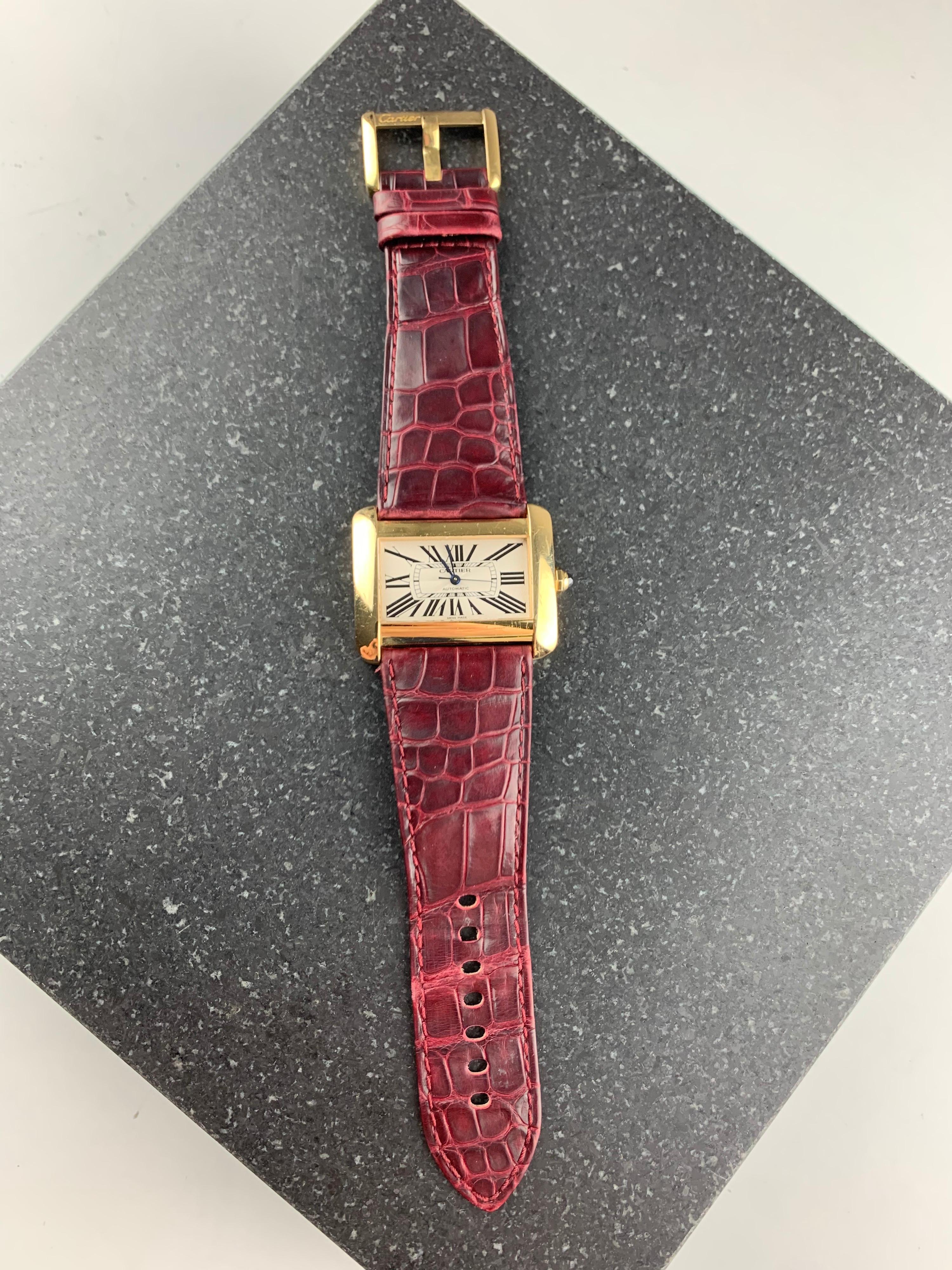 Cartier Tank Divan XL Ref. 2602 18 Karat Yellow Gold Watch In Good Condition In  London, GB