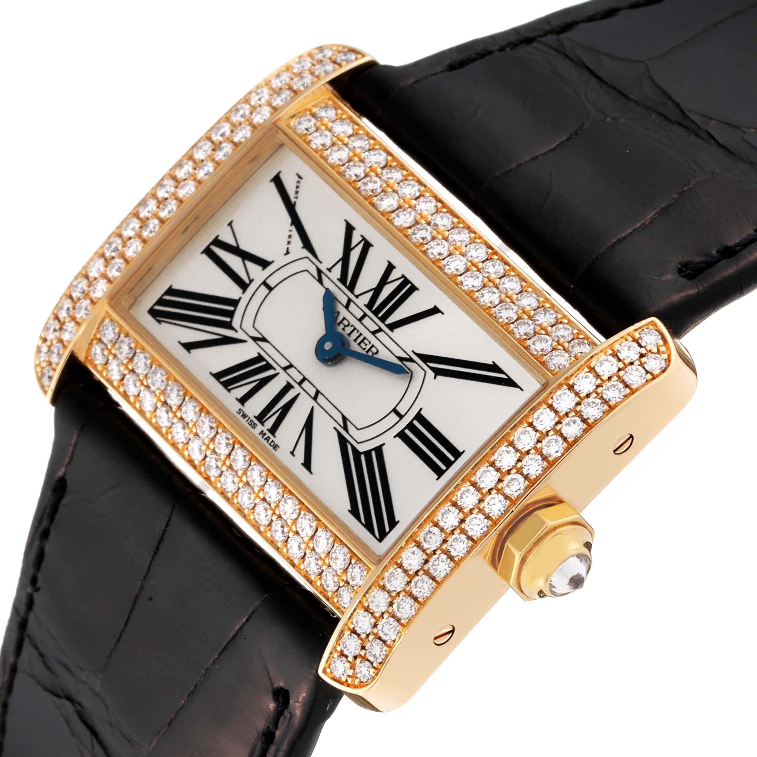 Cartier Tank Divan Yellow Gold Diamond Ladies Watch WA301036 In Excellent Condition For Sale In Atlanta, GA